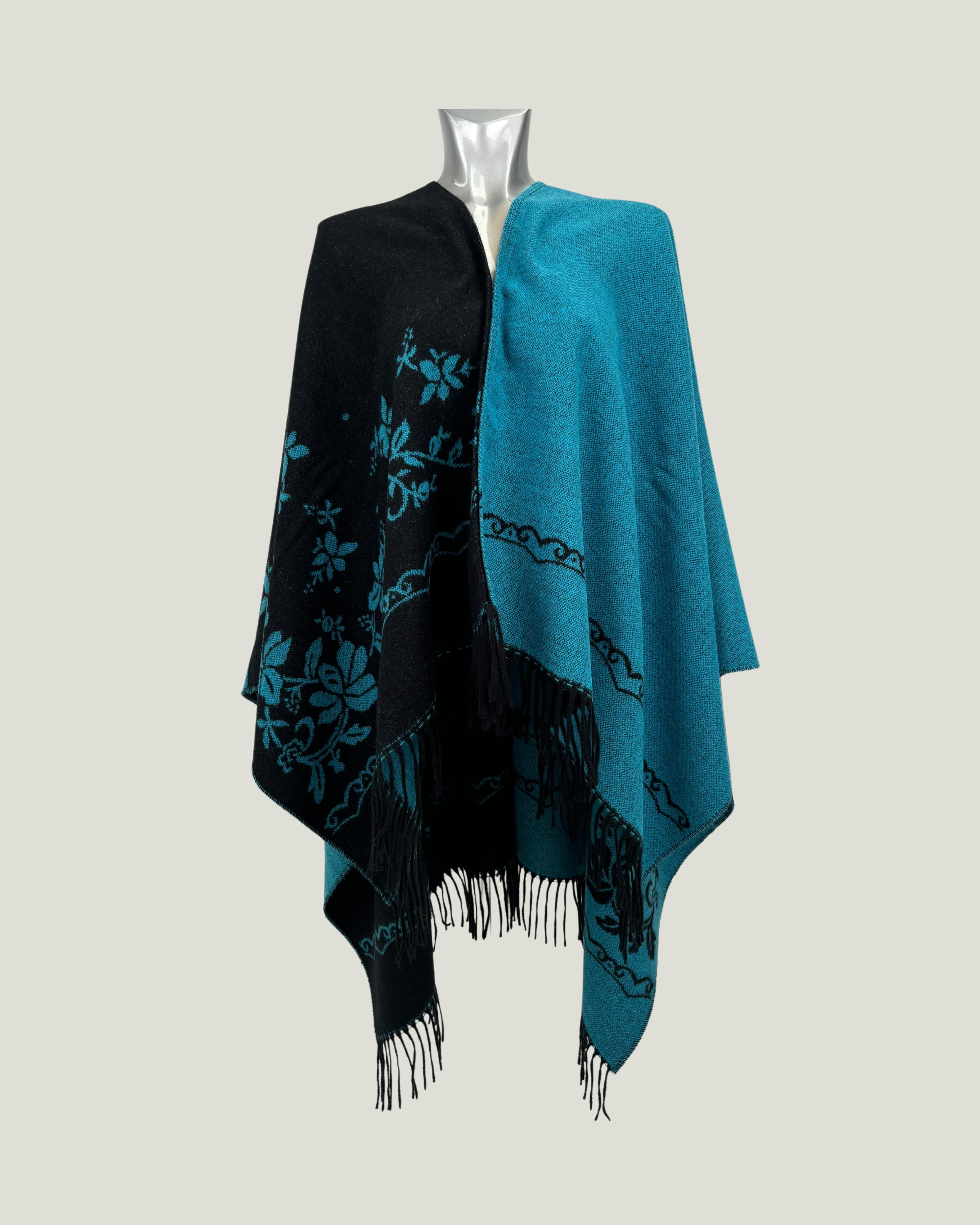 Poncho 938 Nero - Turchese