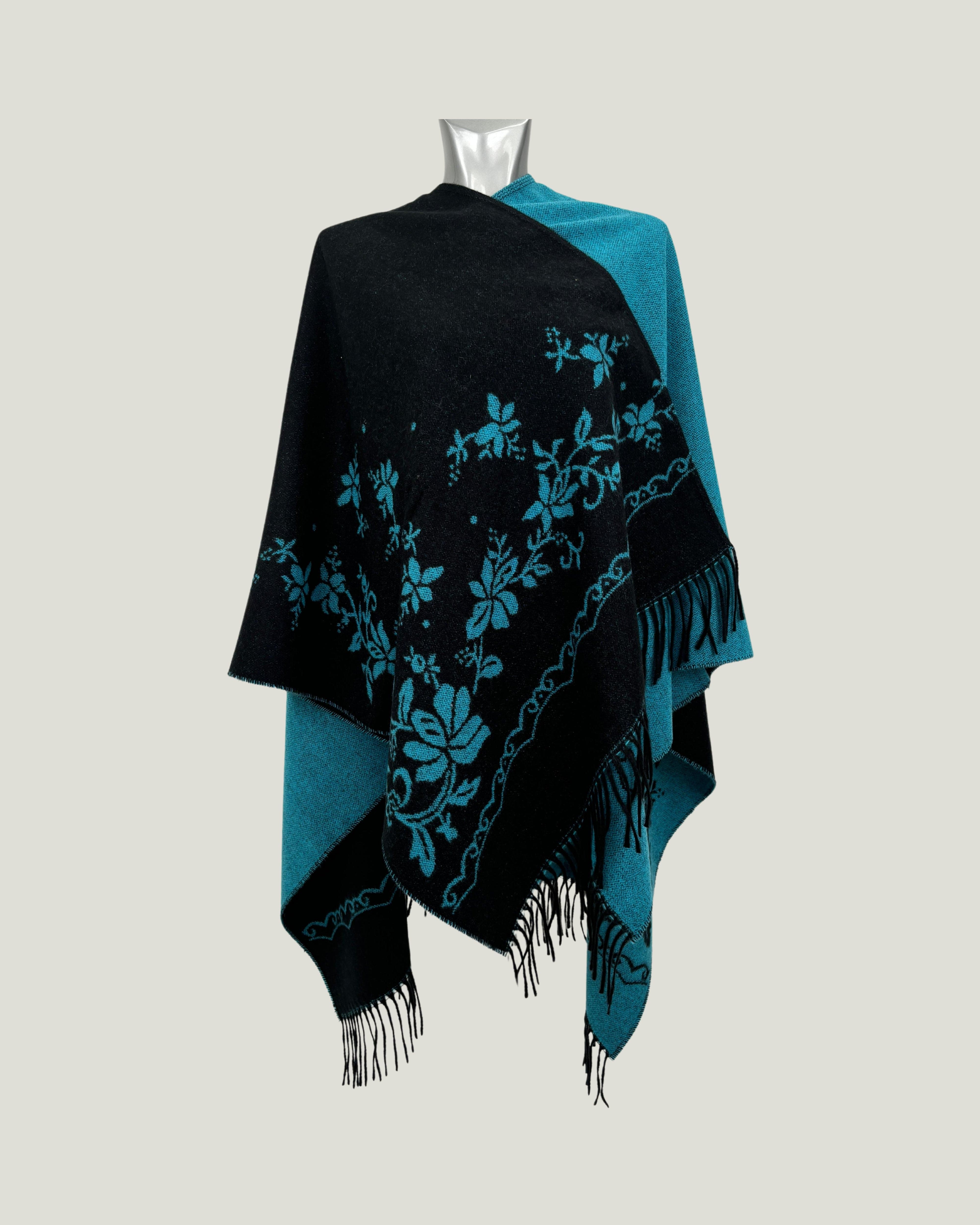 Poncho 938 Nero - Turchese
