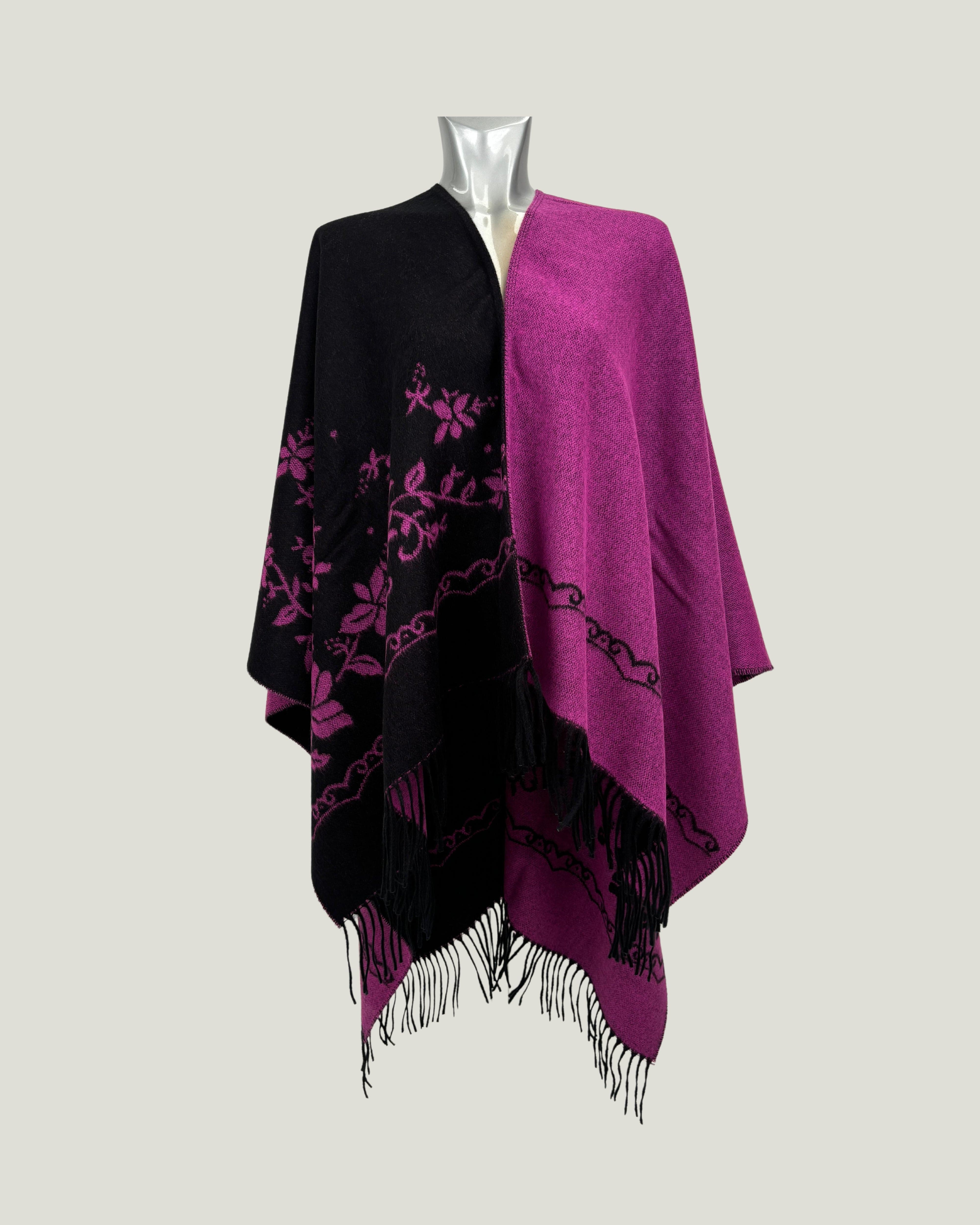 Poncho 938 Nero - Fuxia