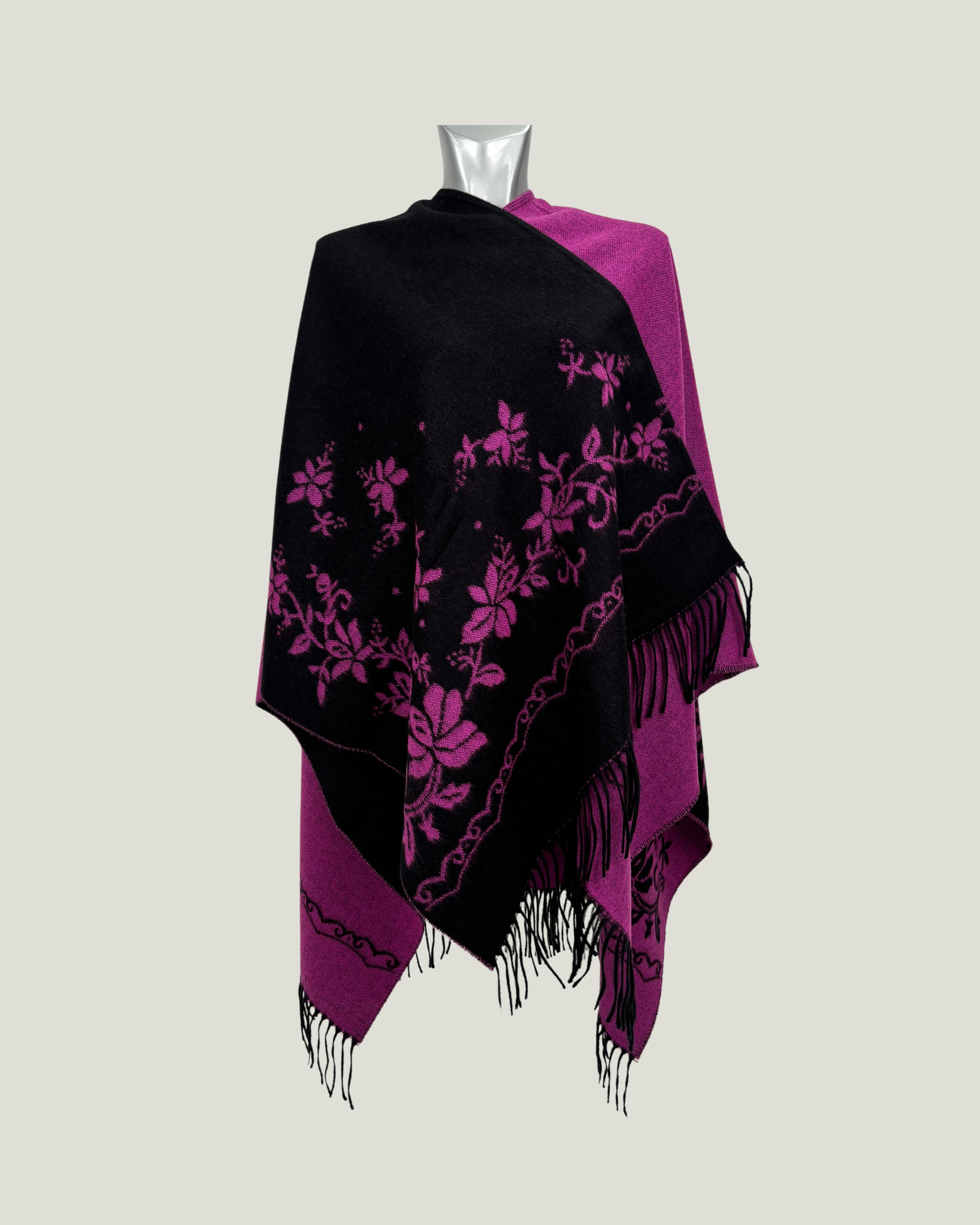 Poncho 938 Nero - Fuxia