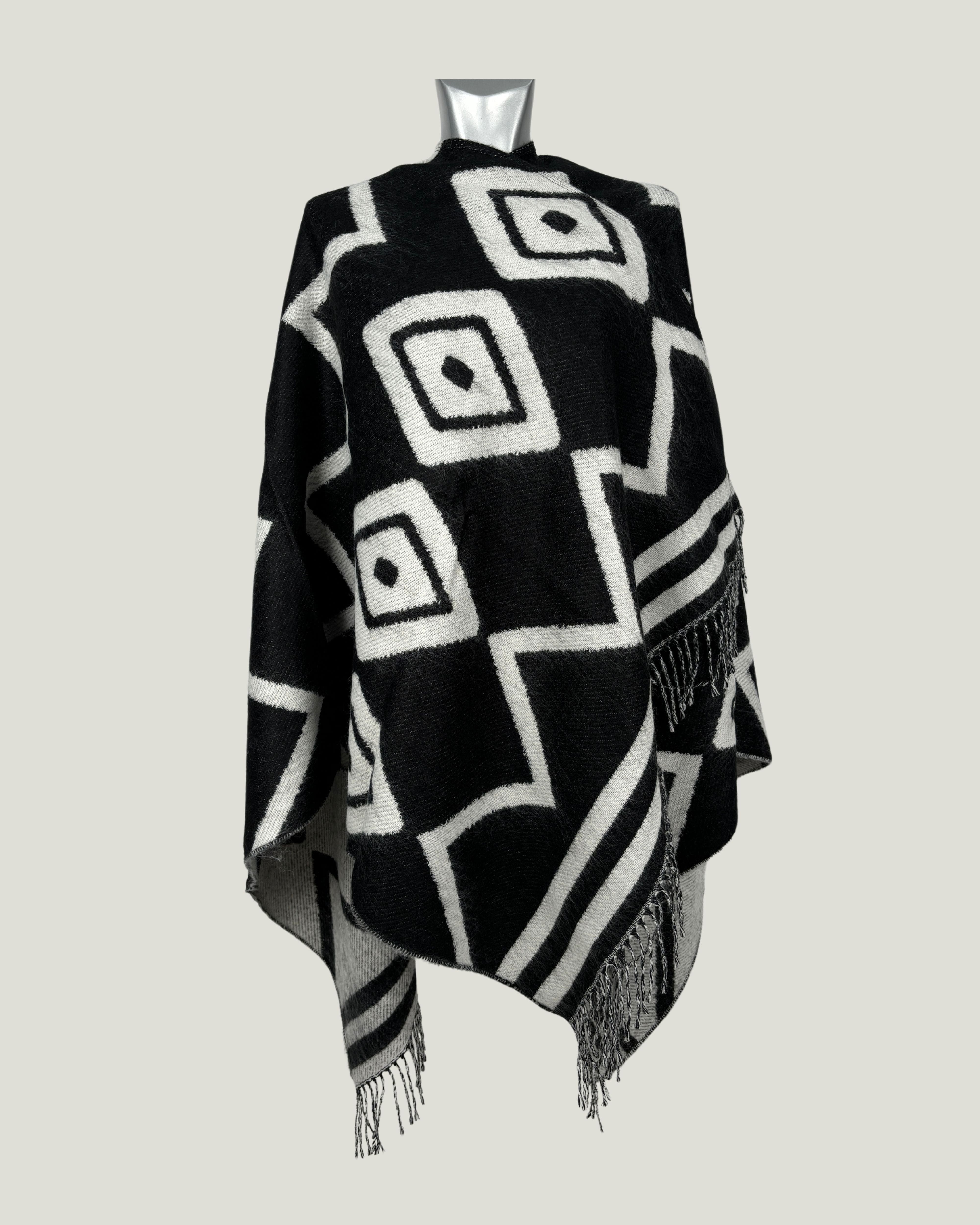 Poncho Double Face 1019 Ghiaccio - Nero