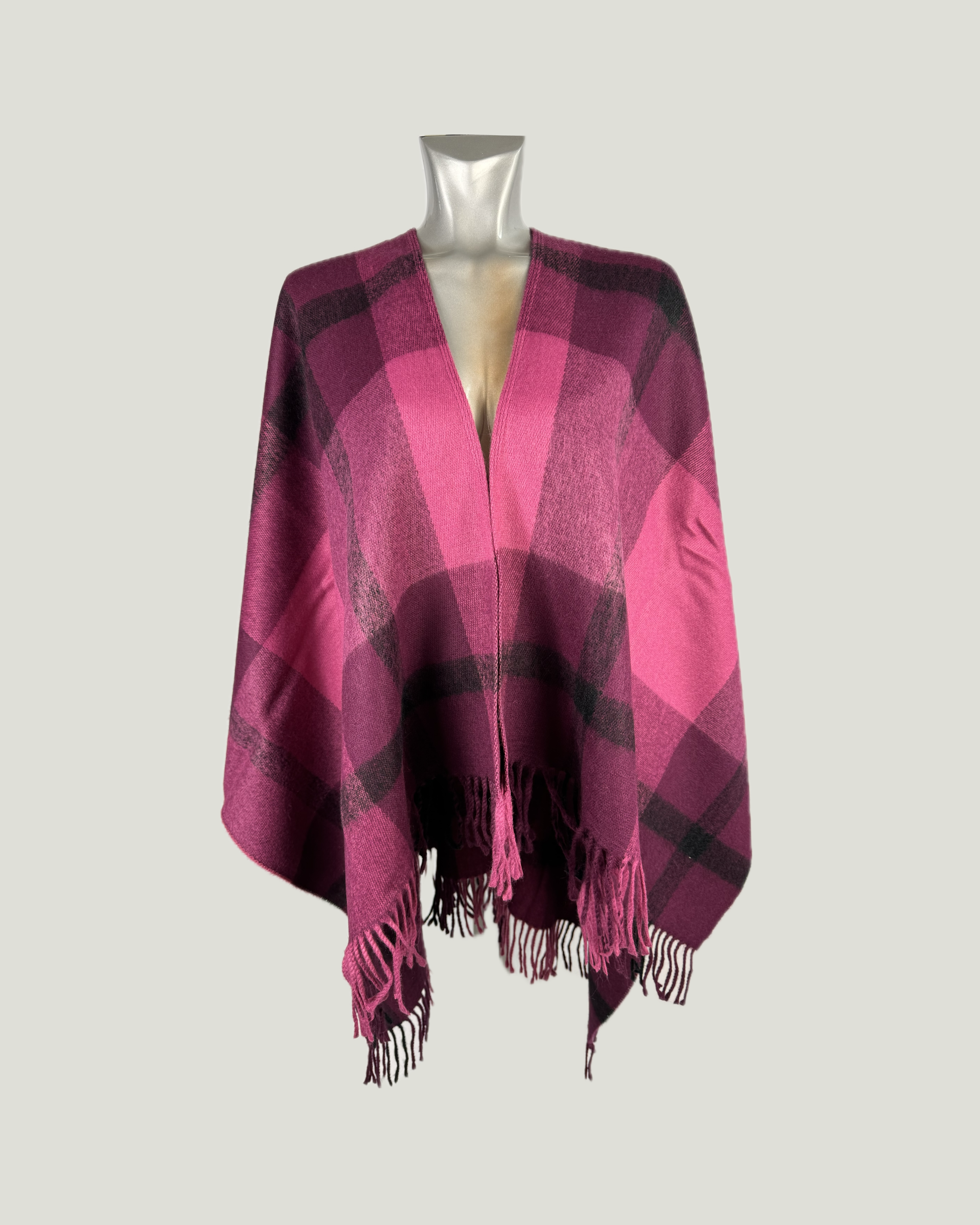 Poncho Quadri 998 Lampone-Malva