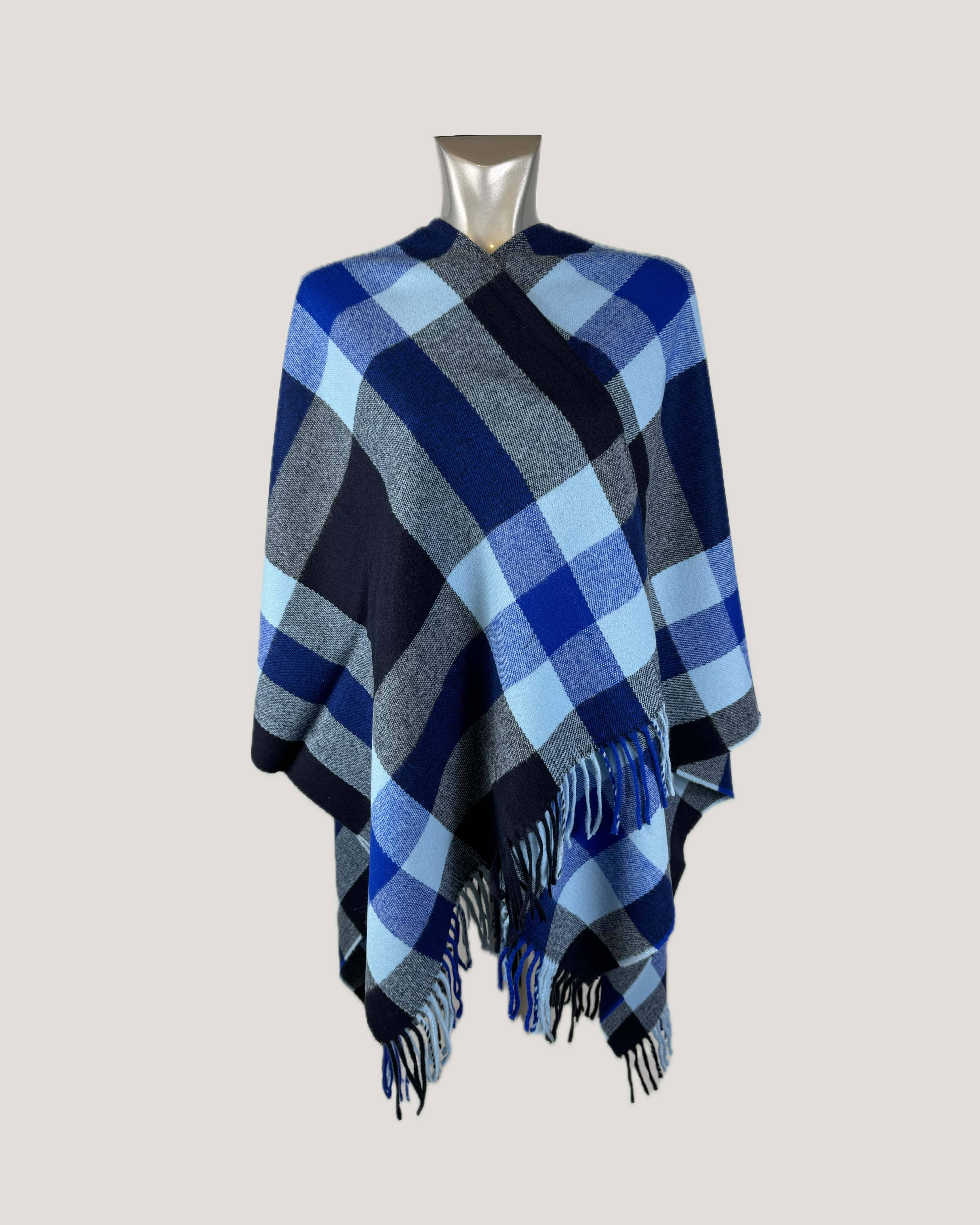 Poncho Quadrettato 997 Bluemarine-Celestino
