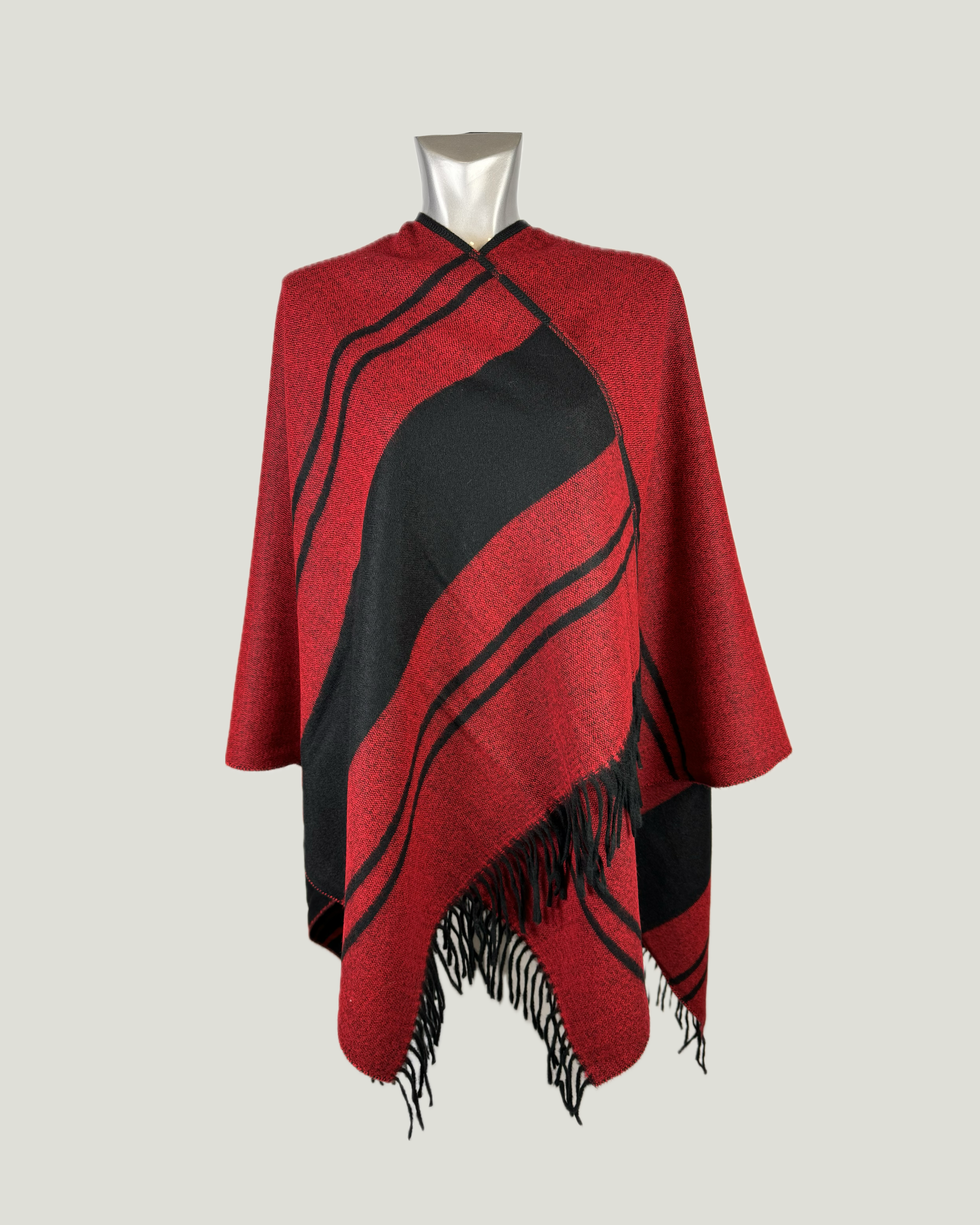 Poncho Double Face 970 Rosso-Nero