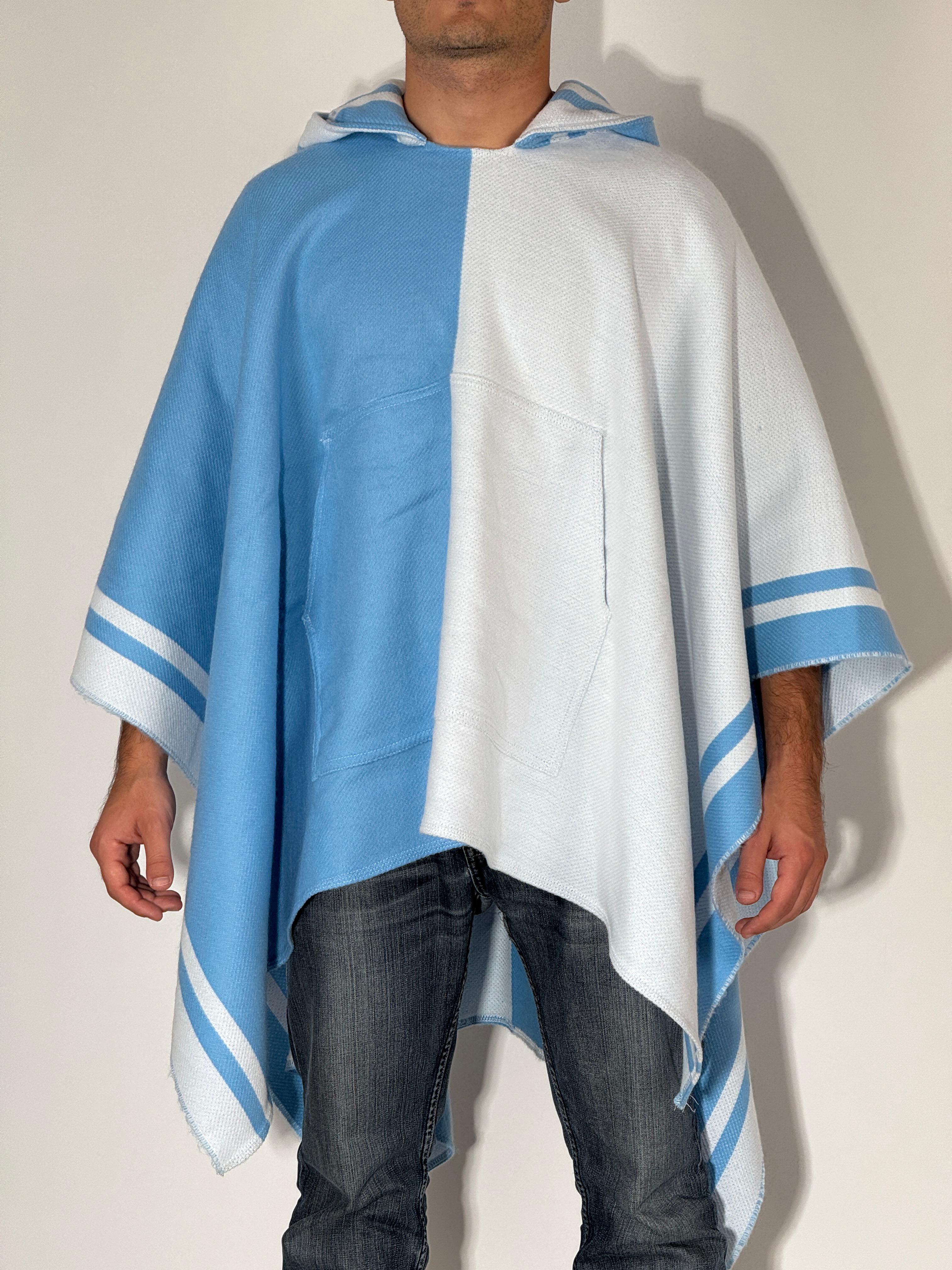 PONCHO DA STADIO BIANCO-AZZURRO