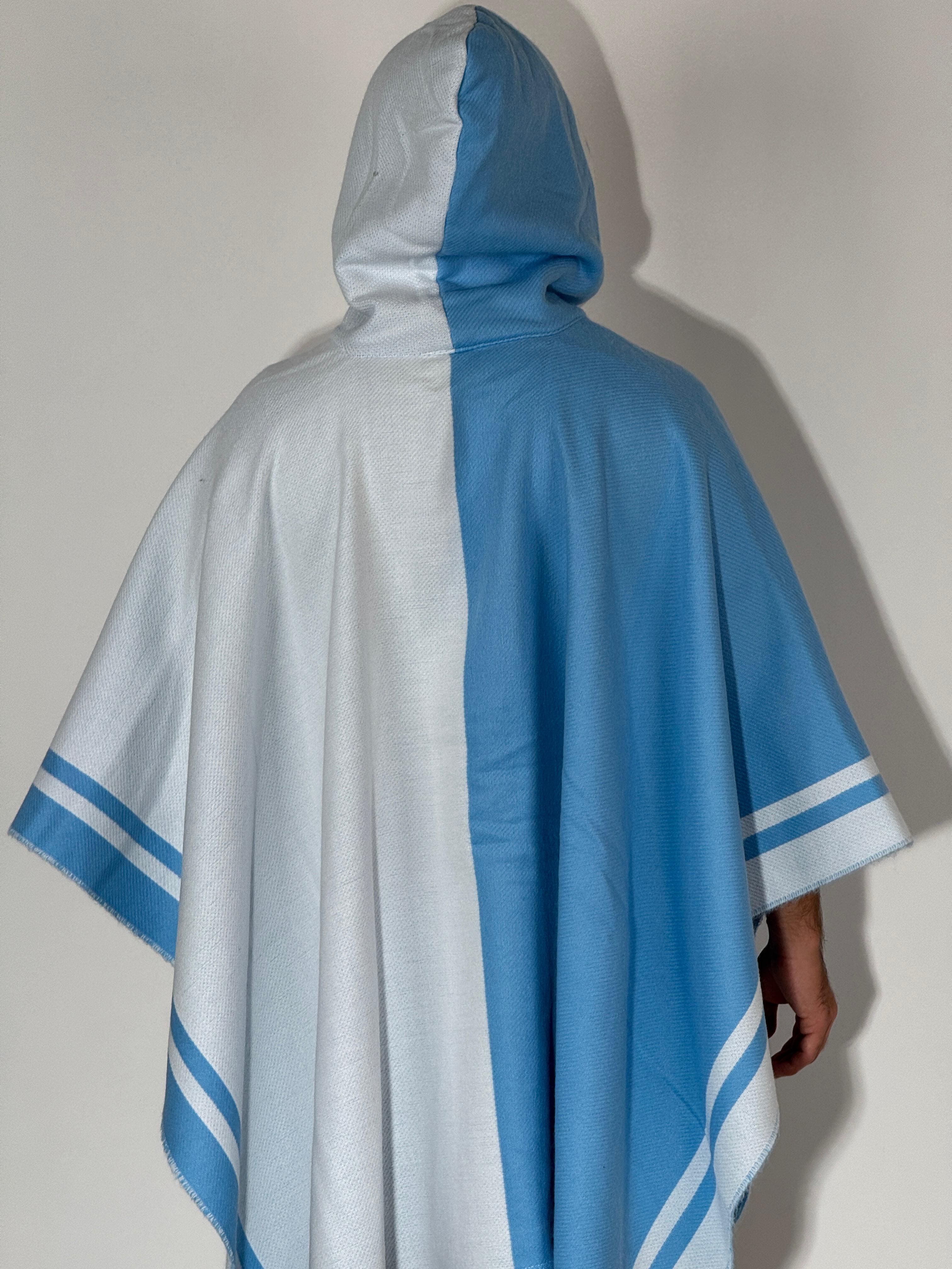 PONCHO DA STADIO BIANCO-AZZURRO