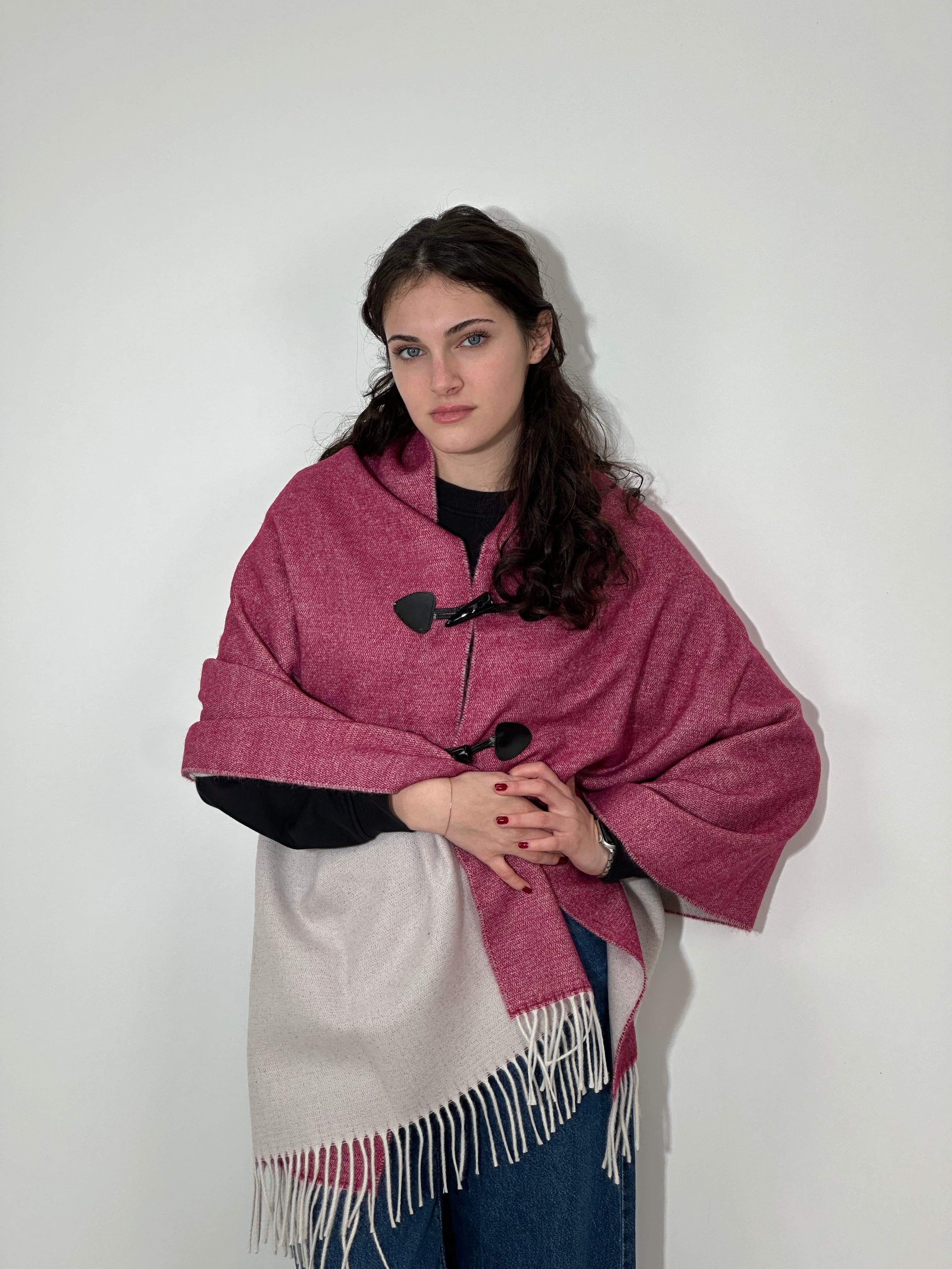 Stola Doubleface con Alamari Vinato - Ghiaccio