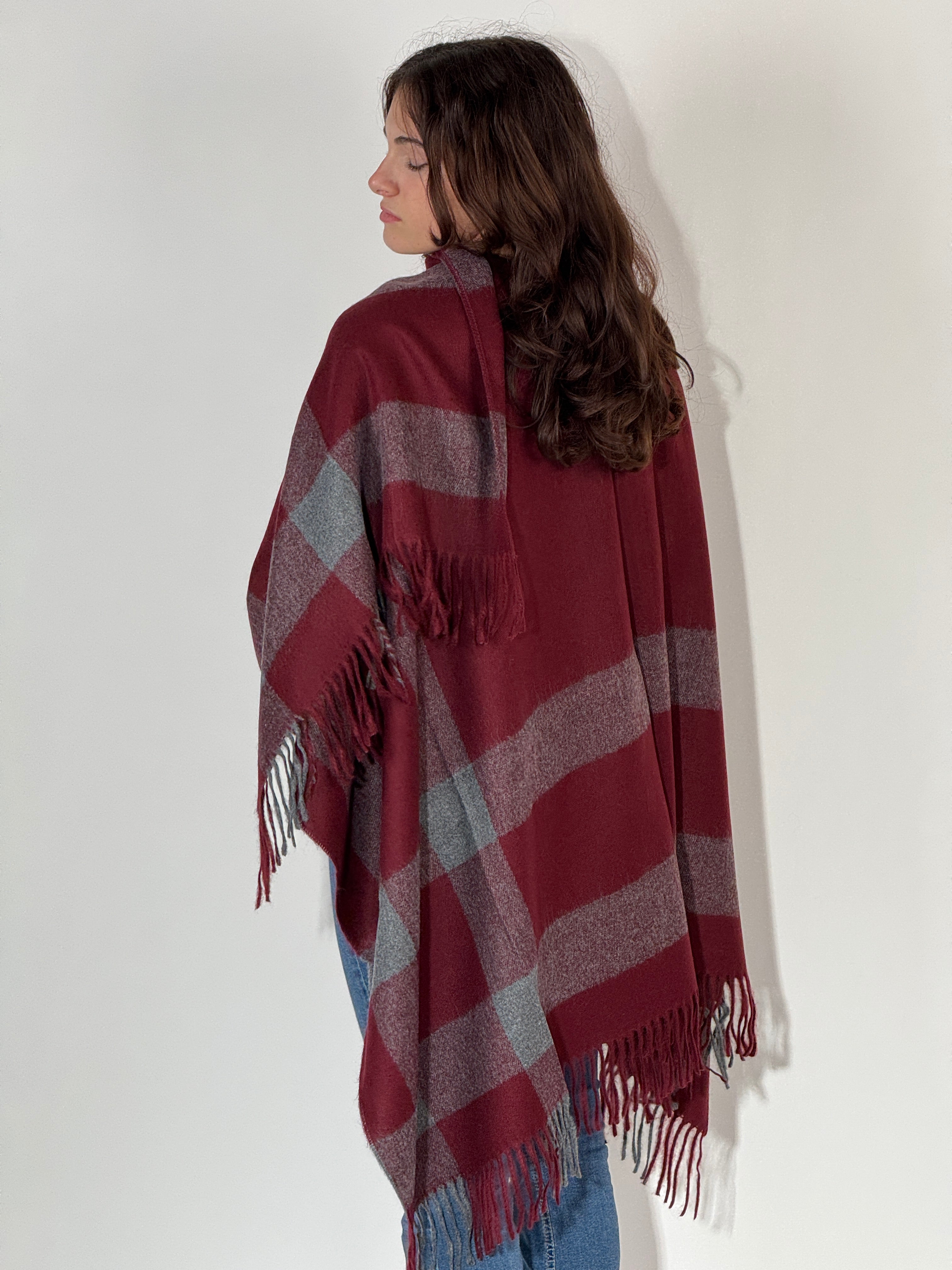 Poncho 968 Bordeaux - Grigio
