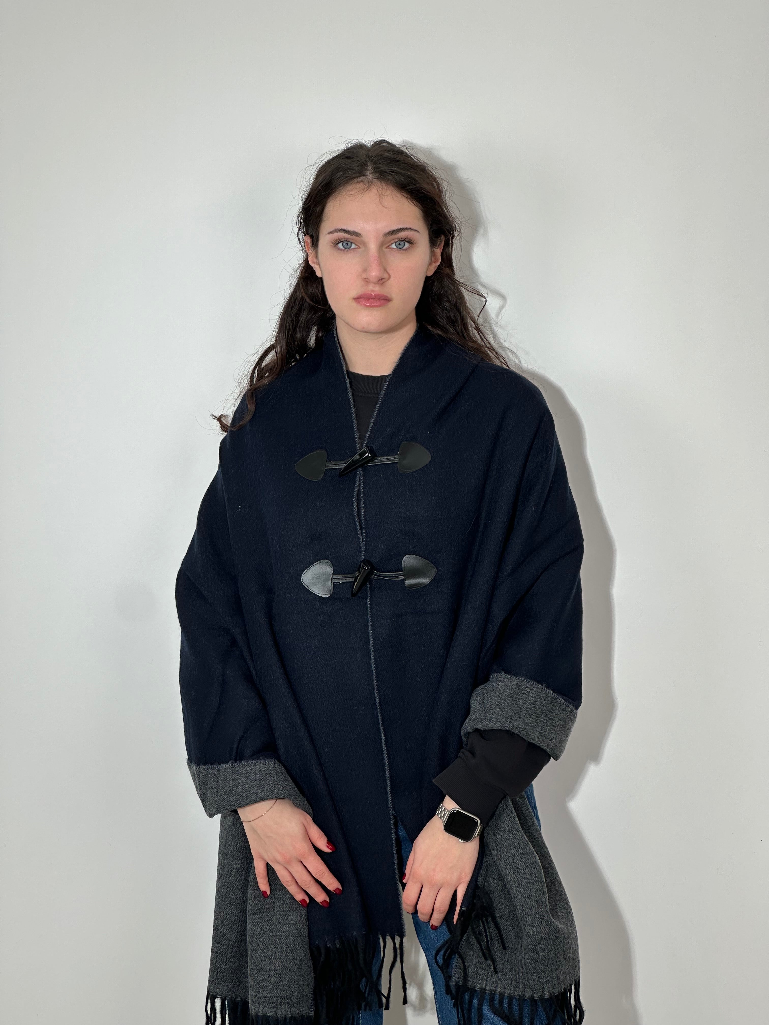 Stola Doubleface con Alamari Bluemarine - Grigio