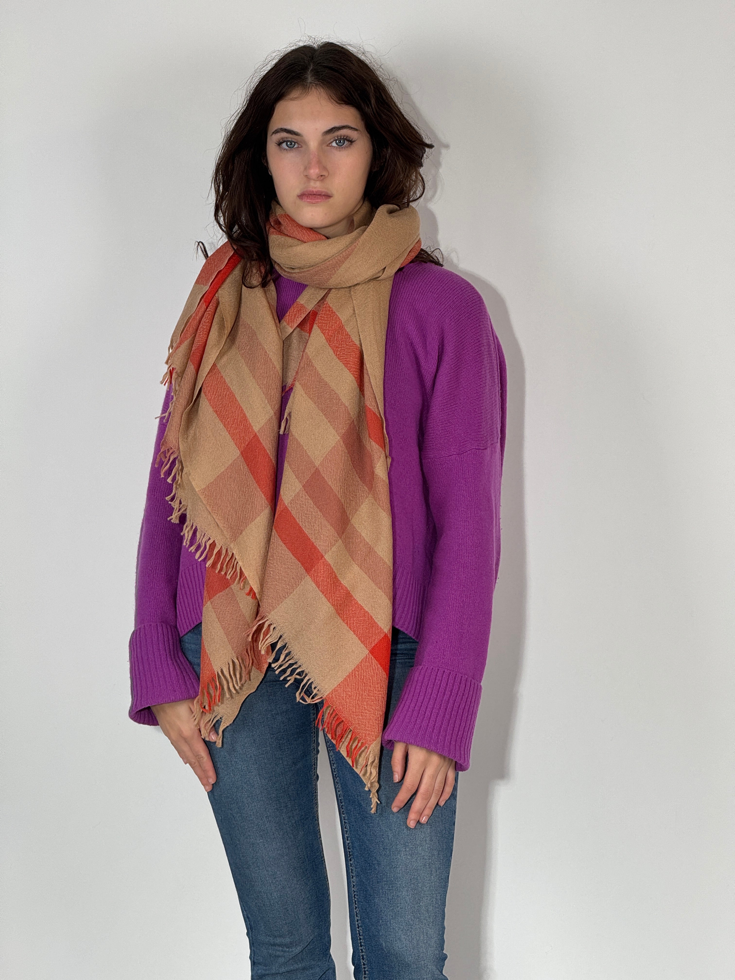 Stola 100% Cashmere Beige - Aragosta - Rame