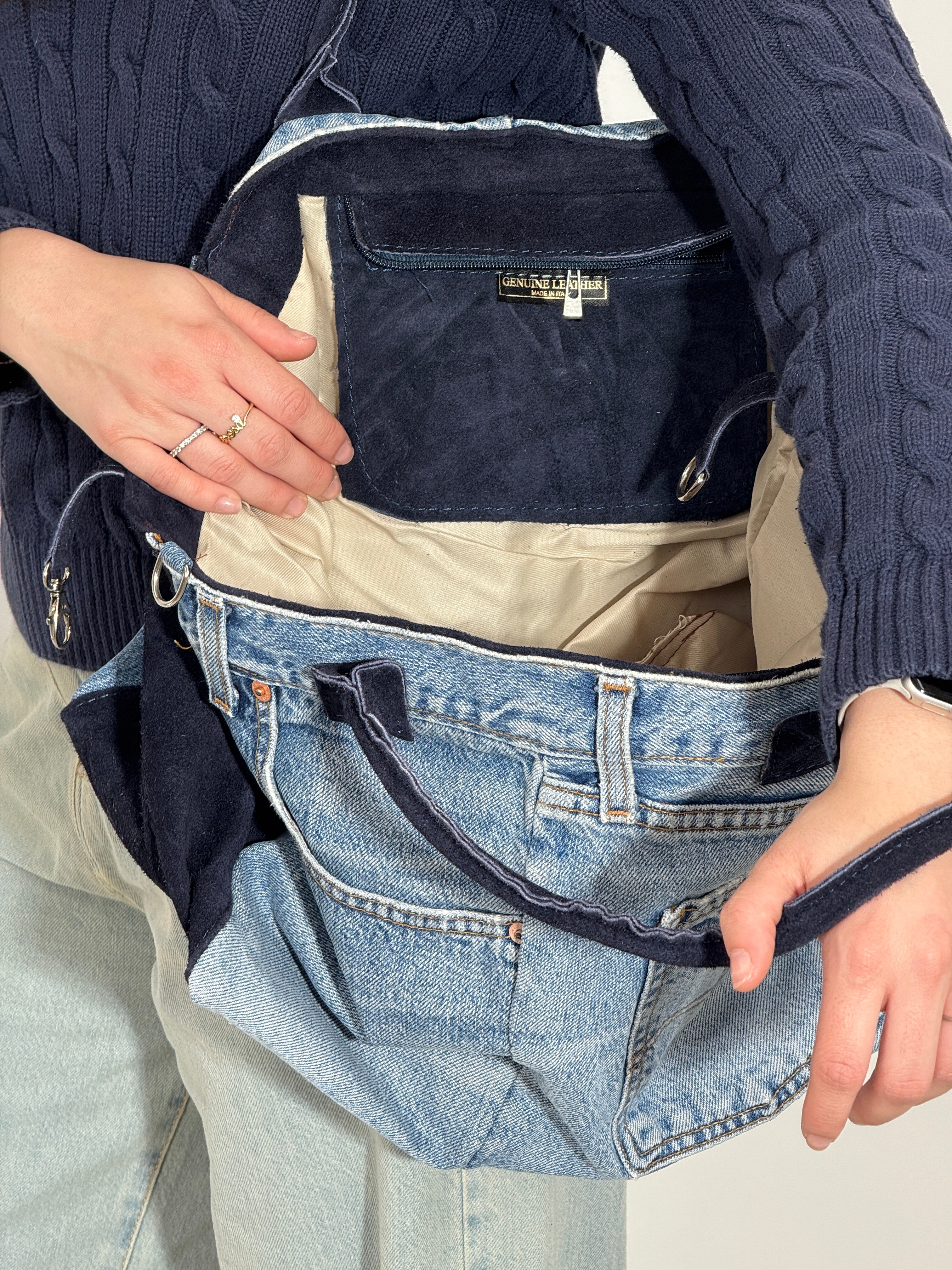 4007 Borsa Jeans Camoscio Blu