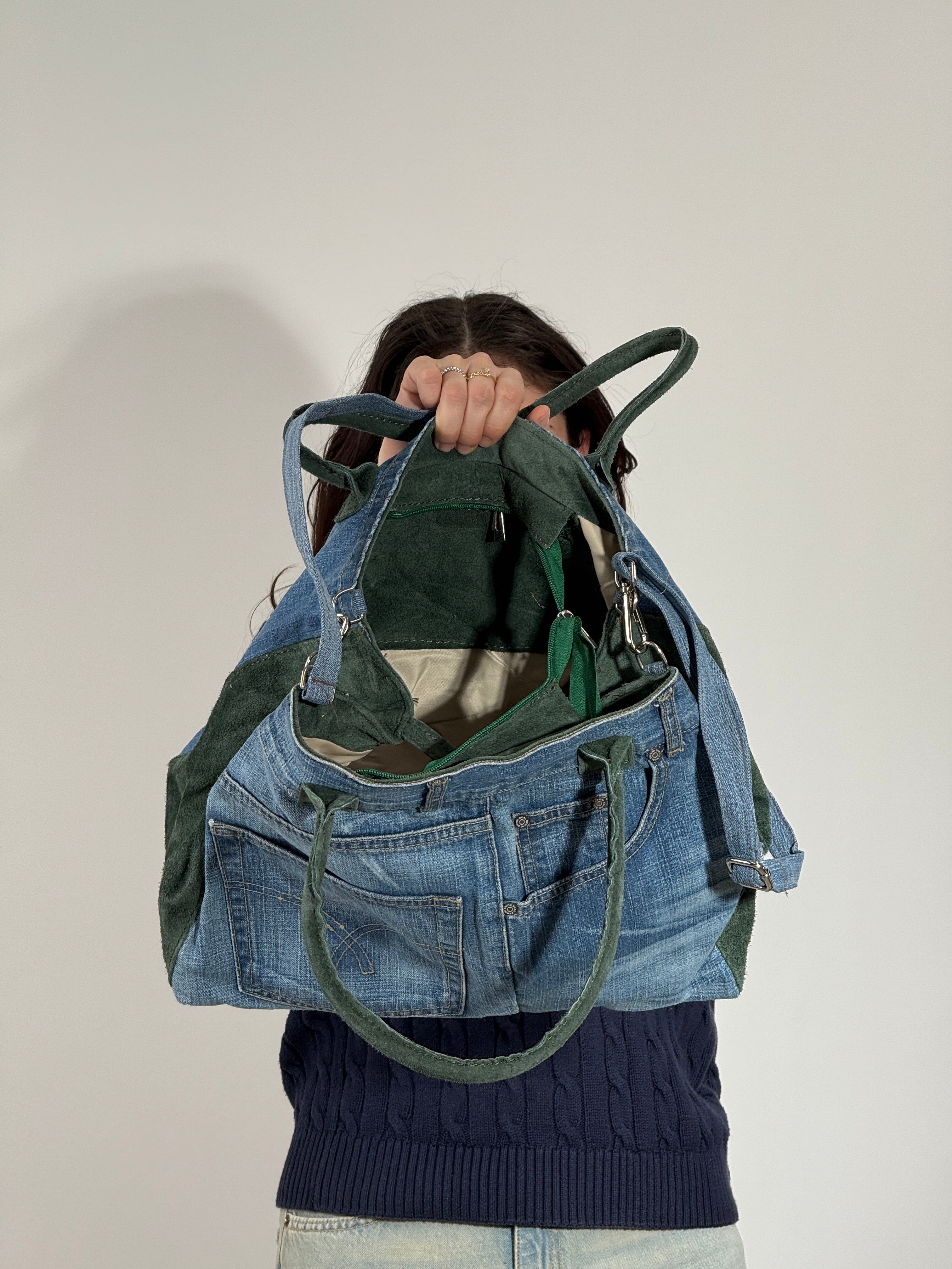 4007 Borsa Jeans Camoscio Verde