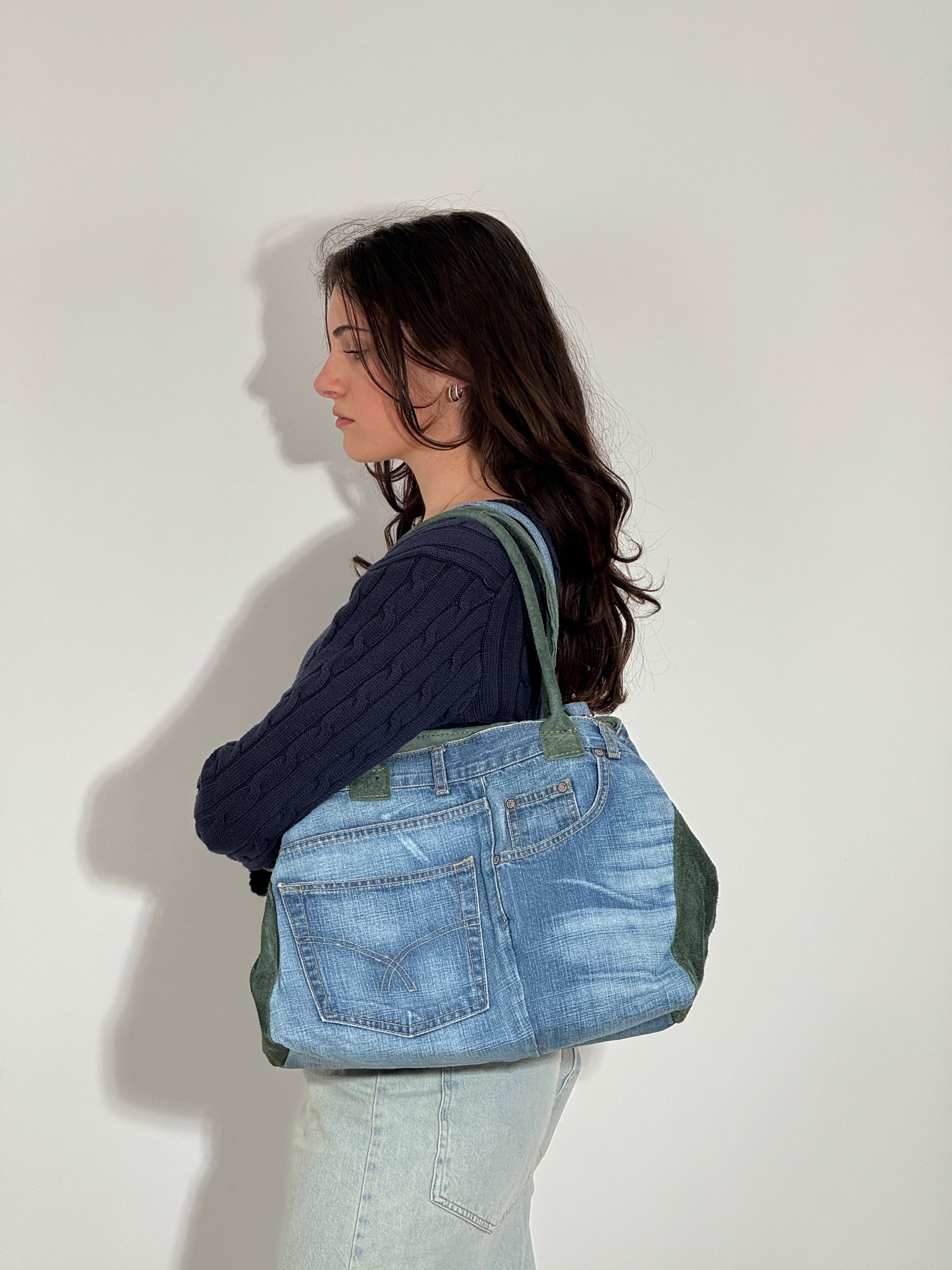 4007 Borsa Jeans Camoscio Verde