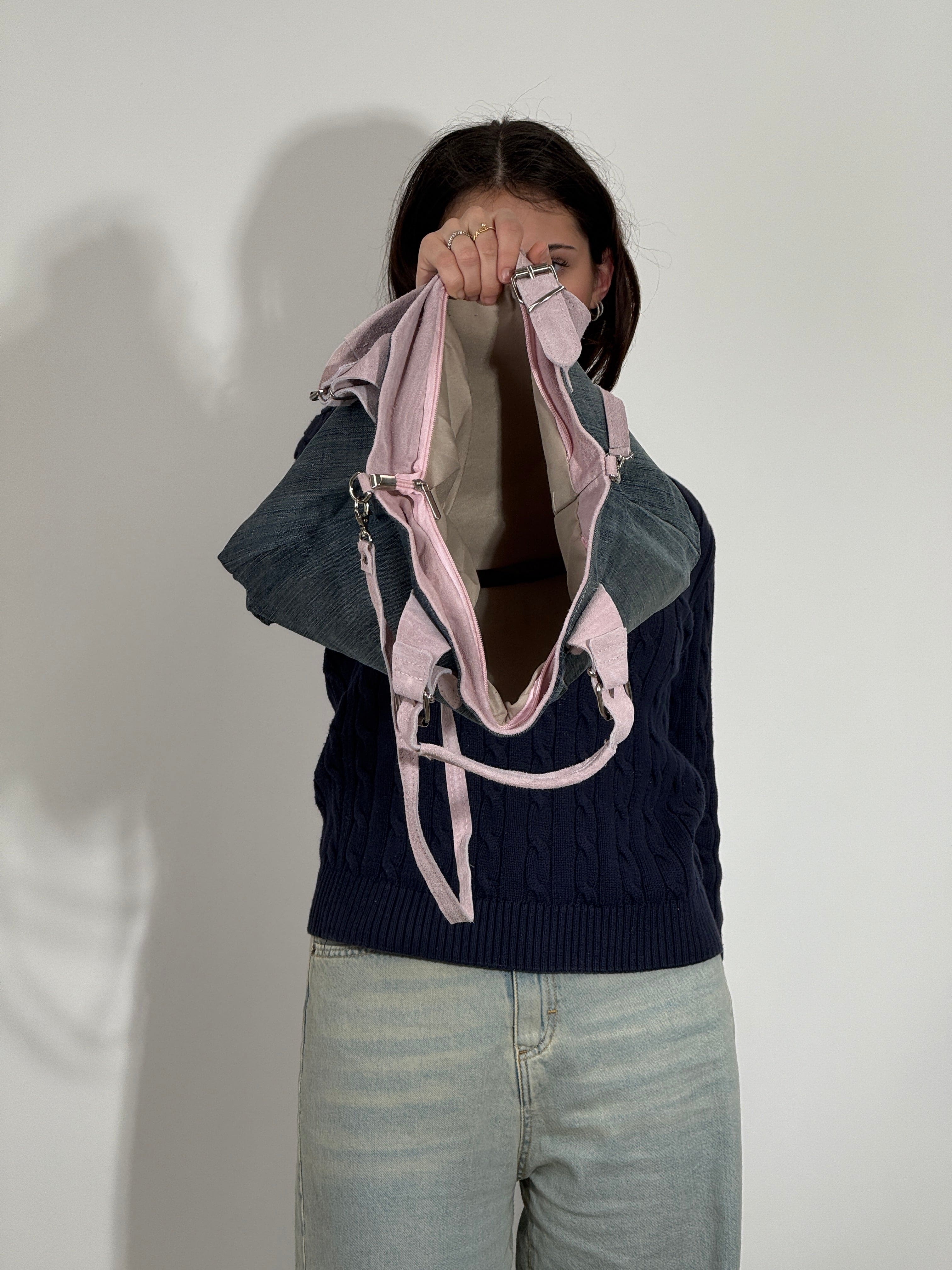 4026 Borsa Jeans Camoscio Rosa