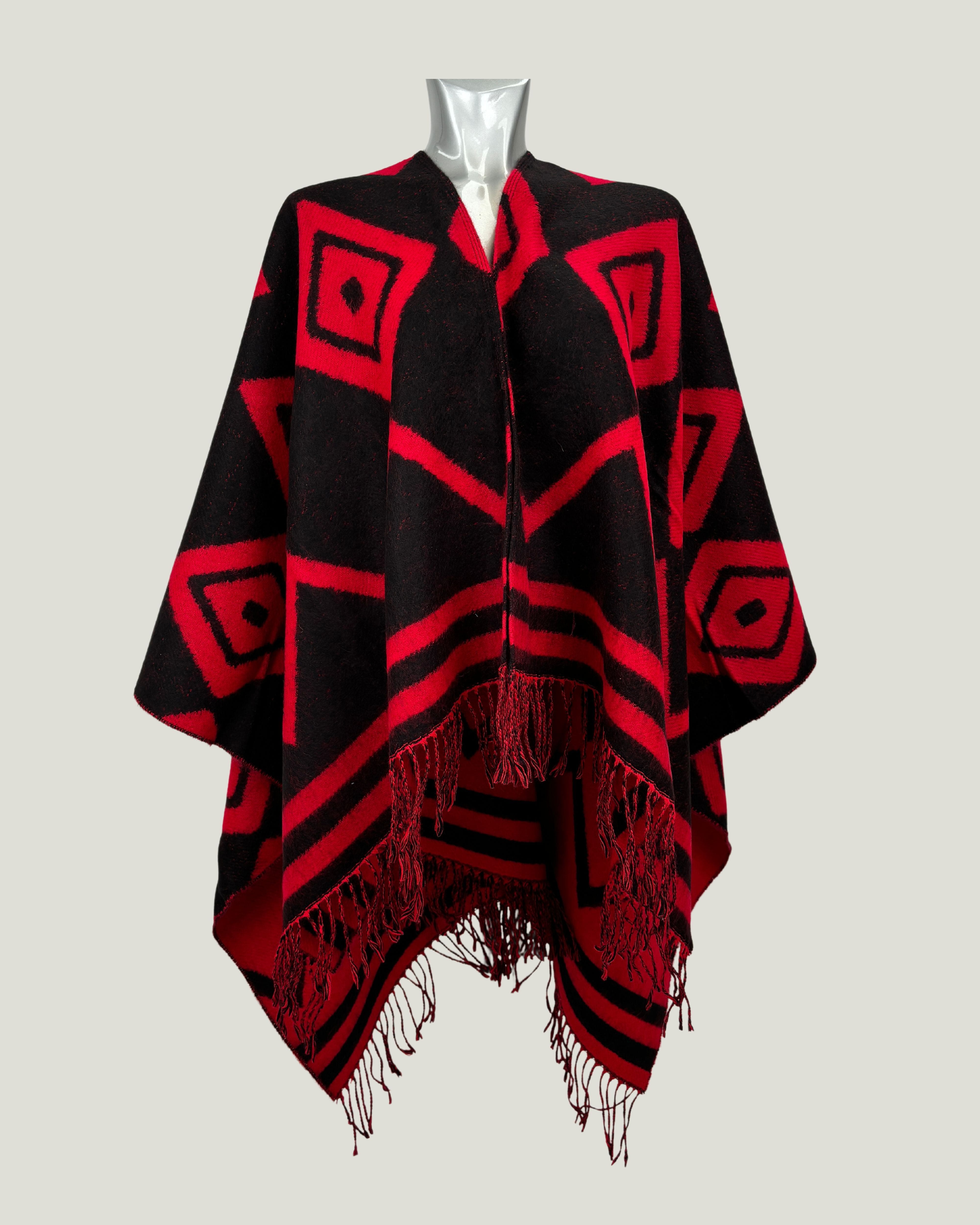 Poncho Double Face 1019 Rosso - Nero