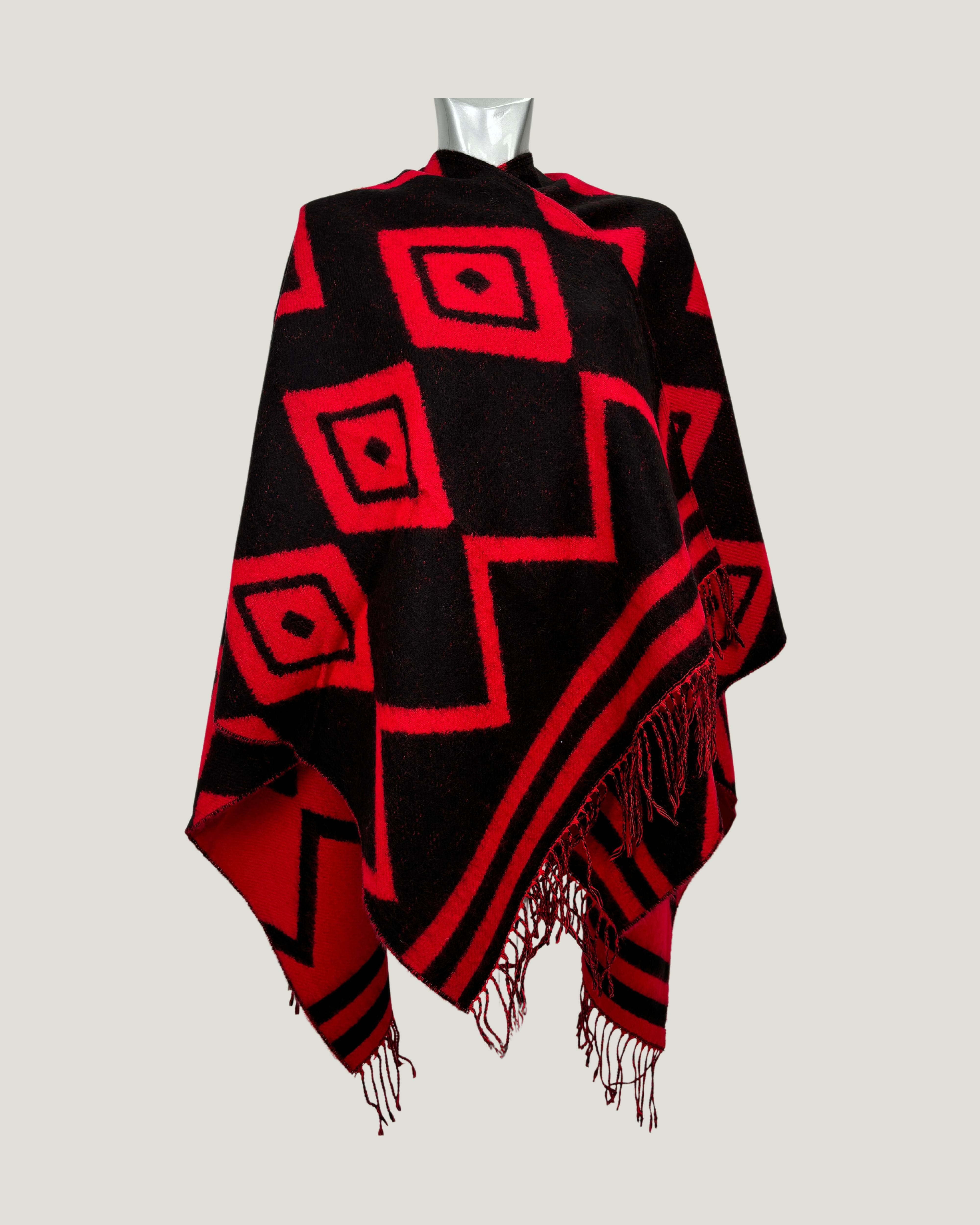 Poncho Double Face 1019 Rosso - Nero