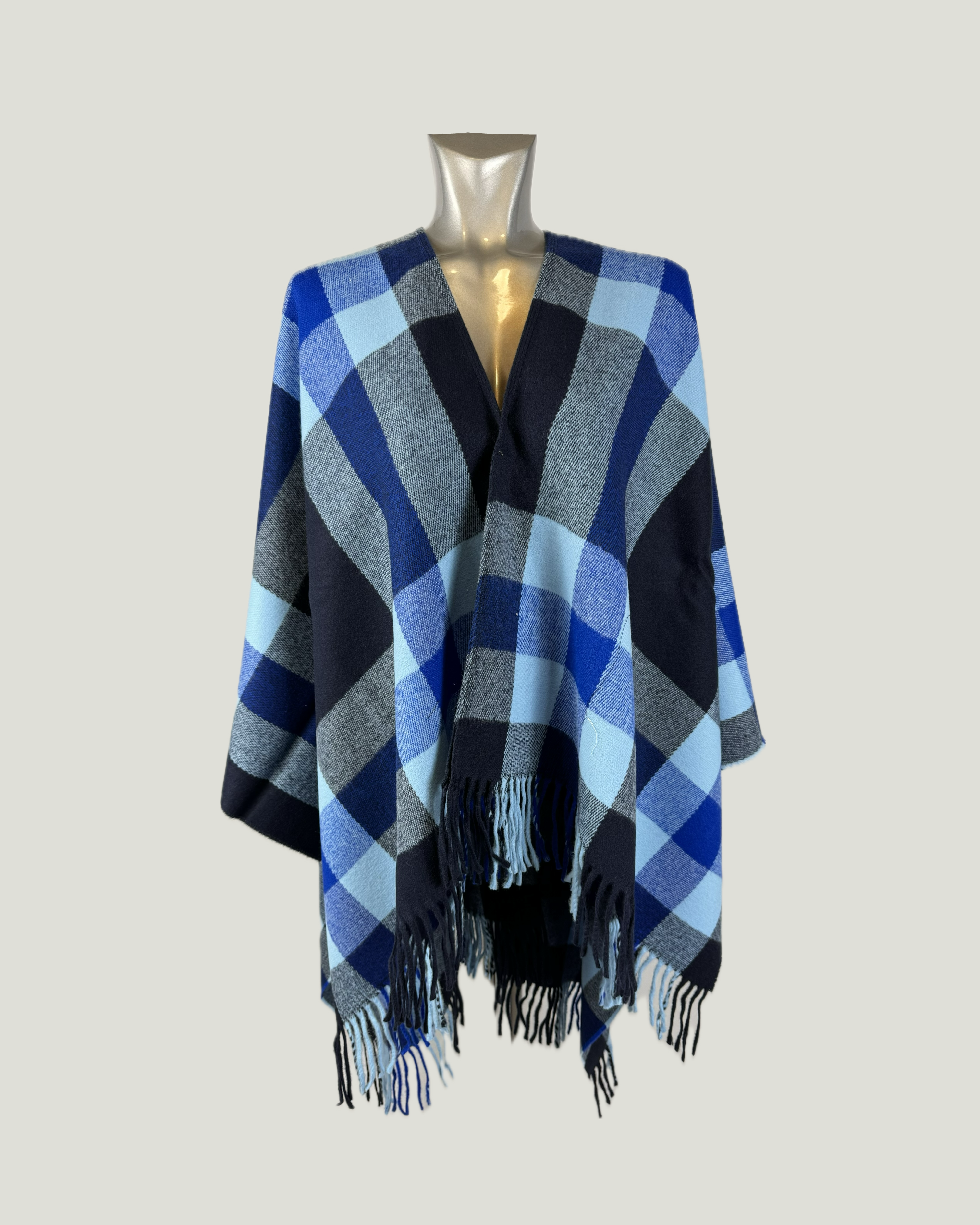 Poncho Quadrettato 997 Bluemarine-Celestino
