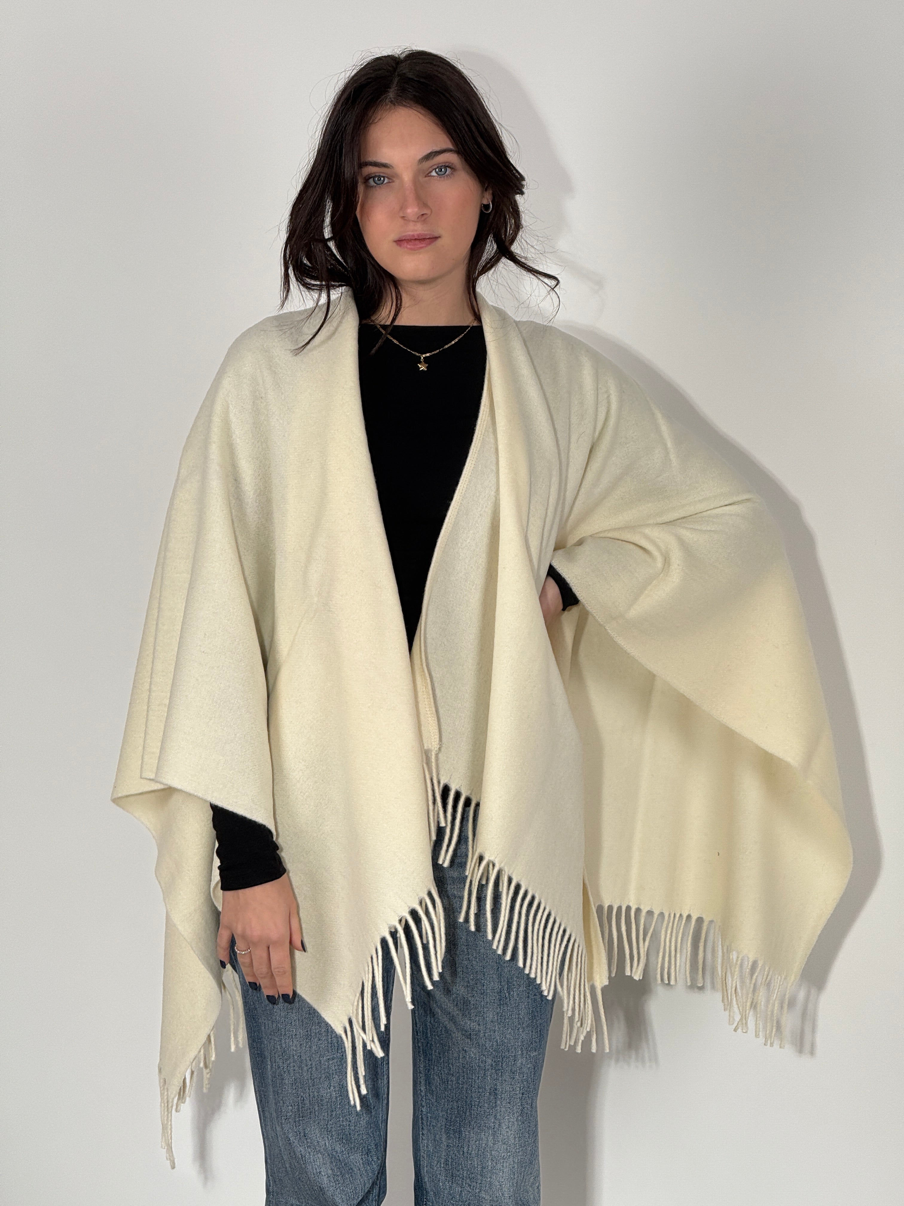 Poncho in Lana - Bianco Lana