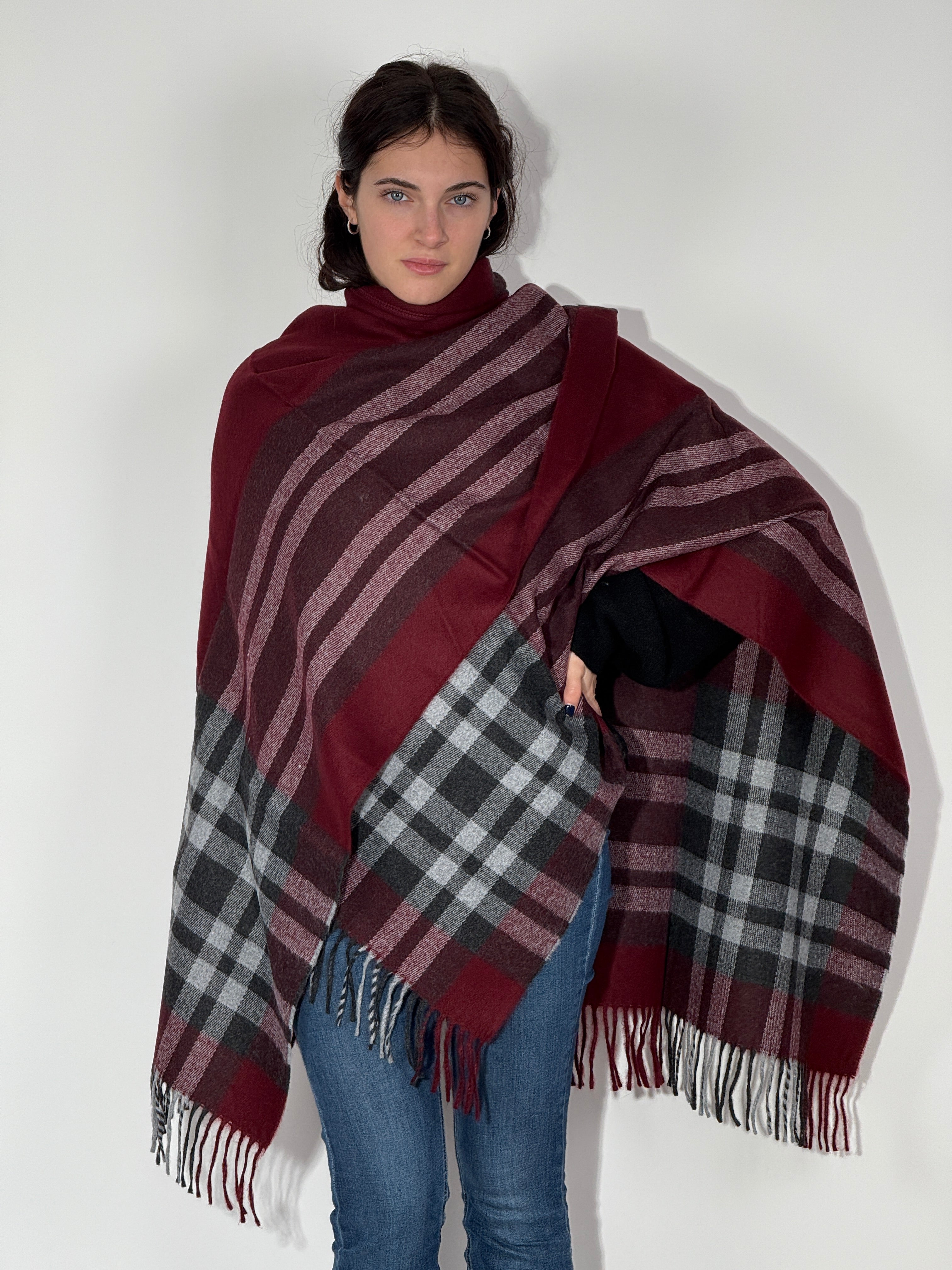 Poncho Righe 940 Bordeaux-Mora