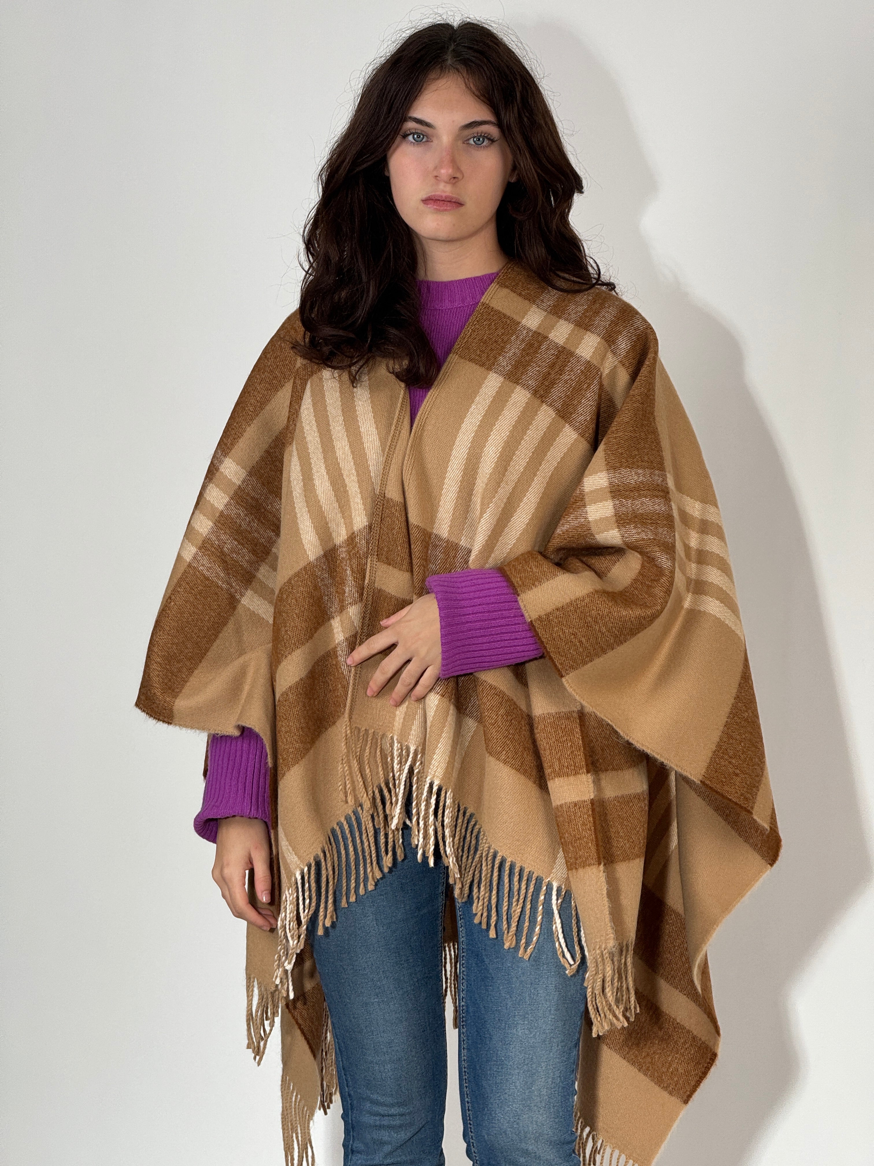 Poncho 1017 Beige - Avorio - Bruciato