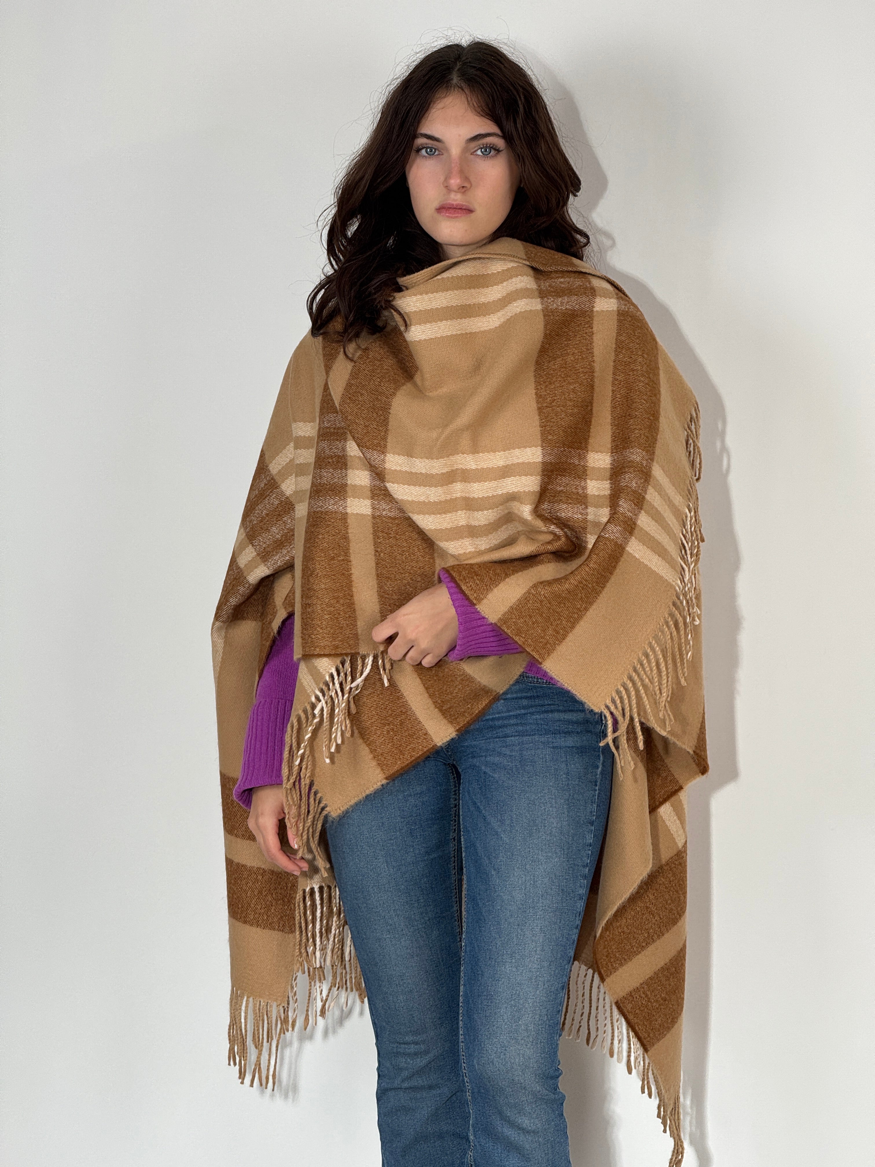 Poncho 1017 Beige - Avorio - Bruciato