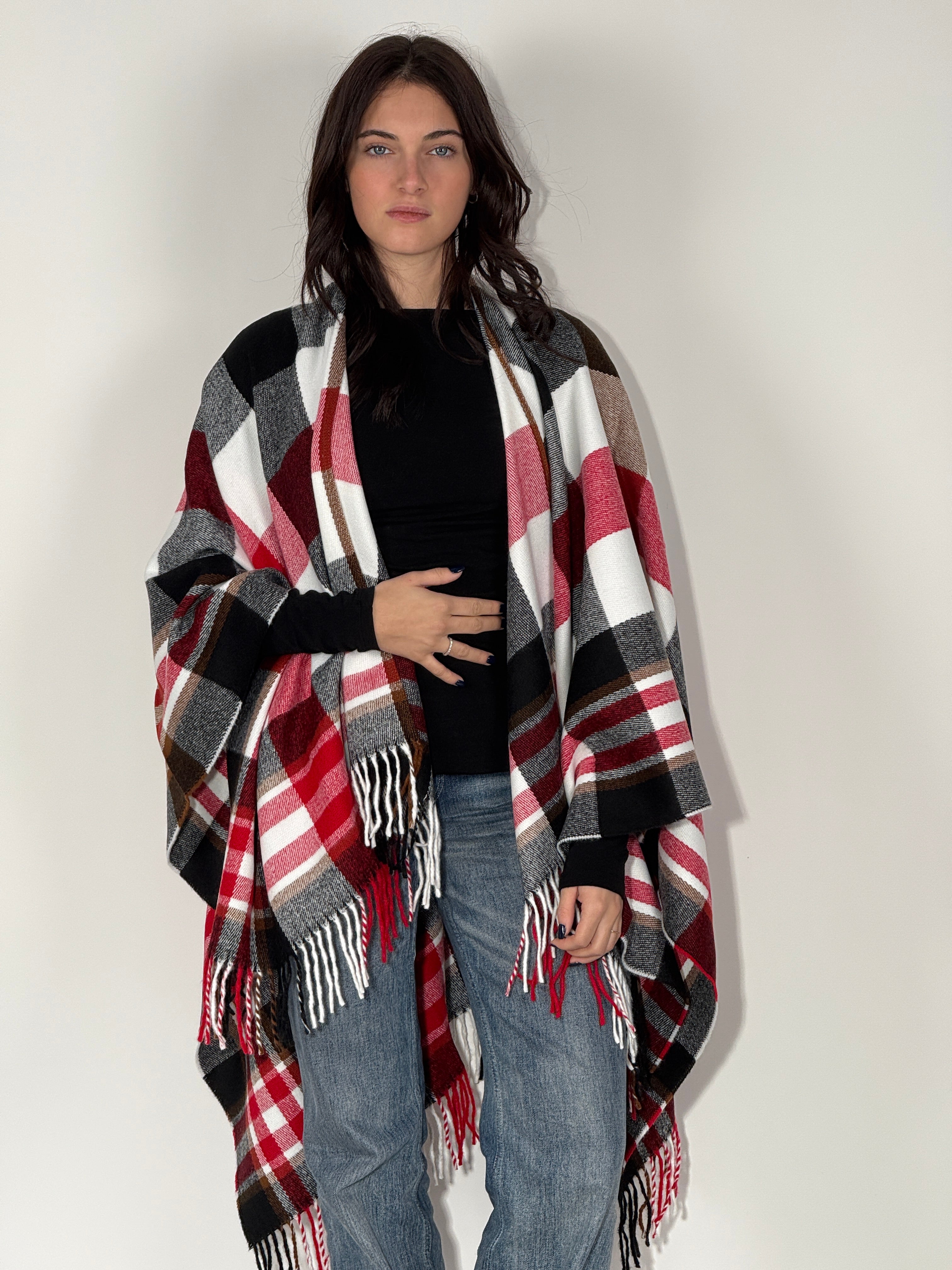 Poncho 975 Nero - Rosso - Ottico