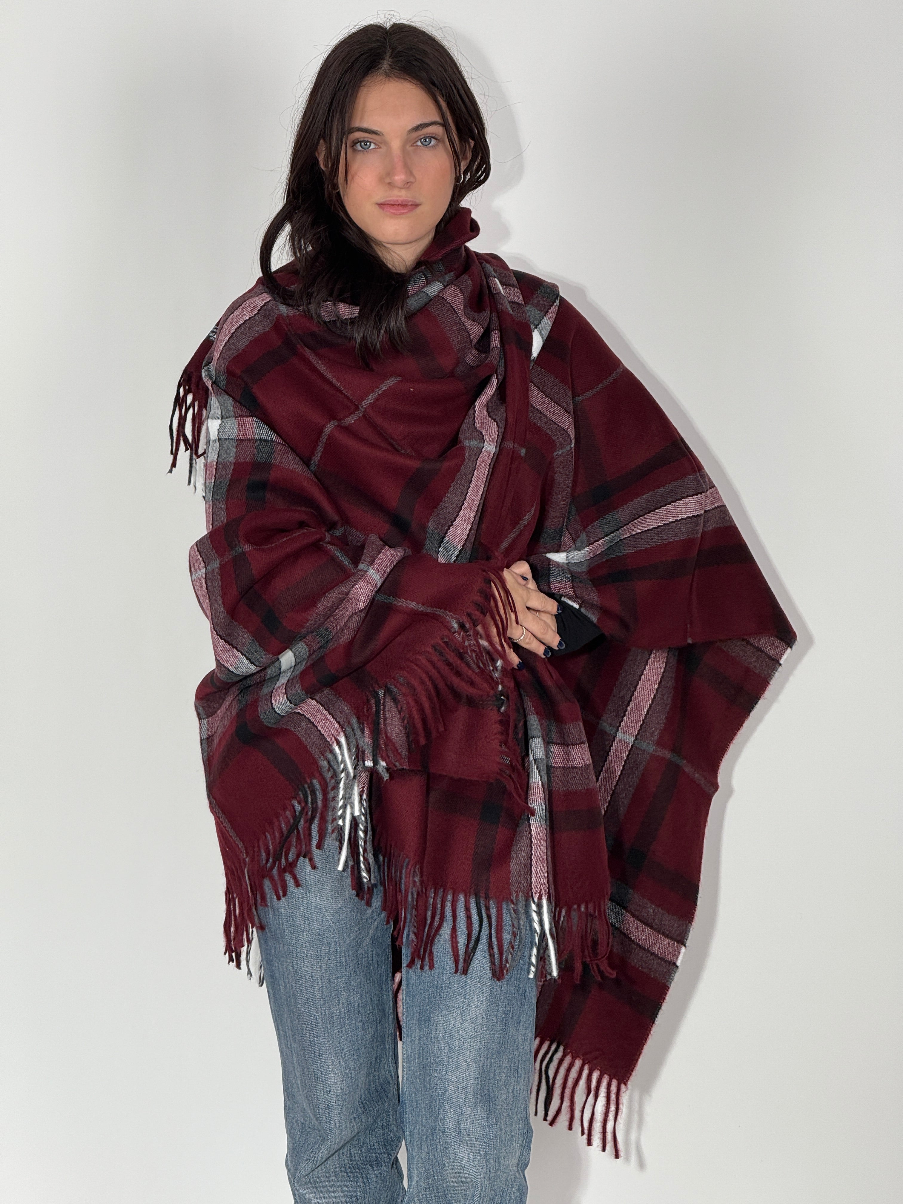 Poncho Righe 974 Bordeaux