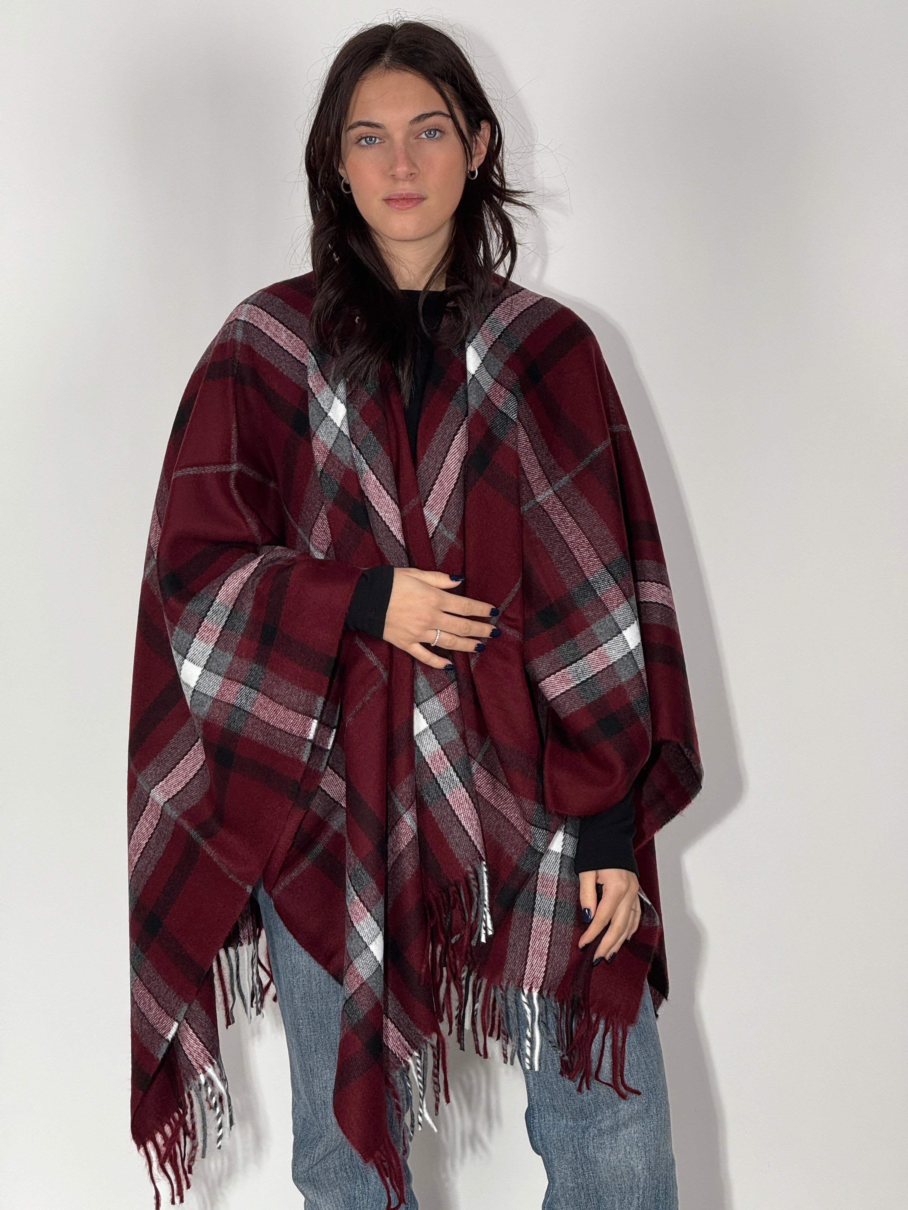 Poncho Righe 974 Bordeaux