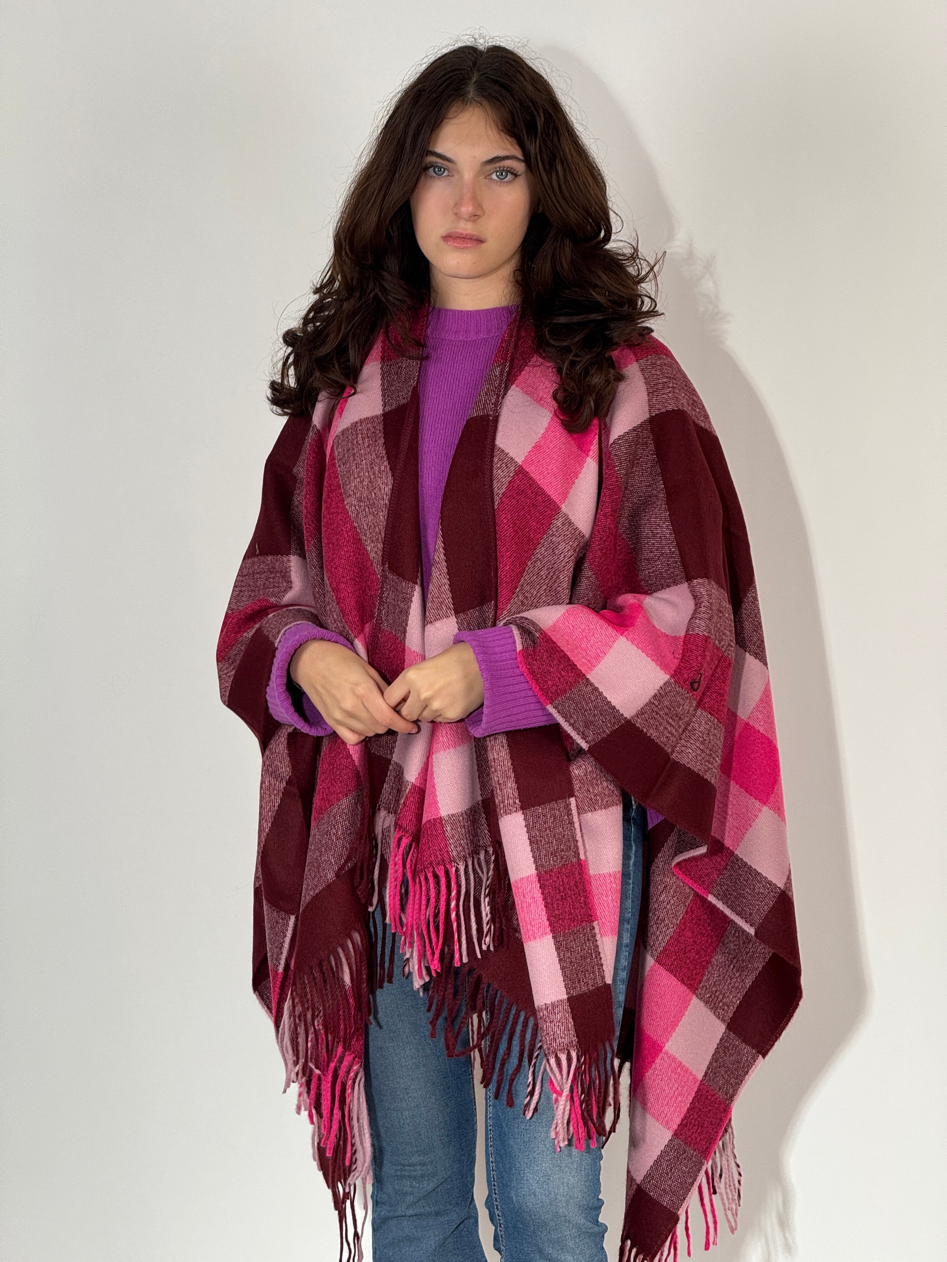 Poncho 996 Bordeaux - Orchidea - Fuxia Melange