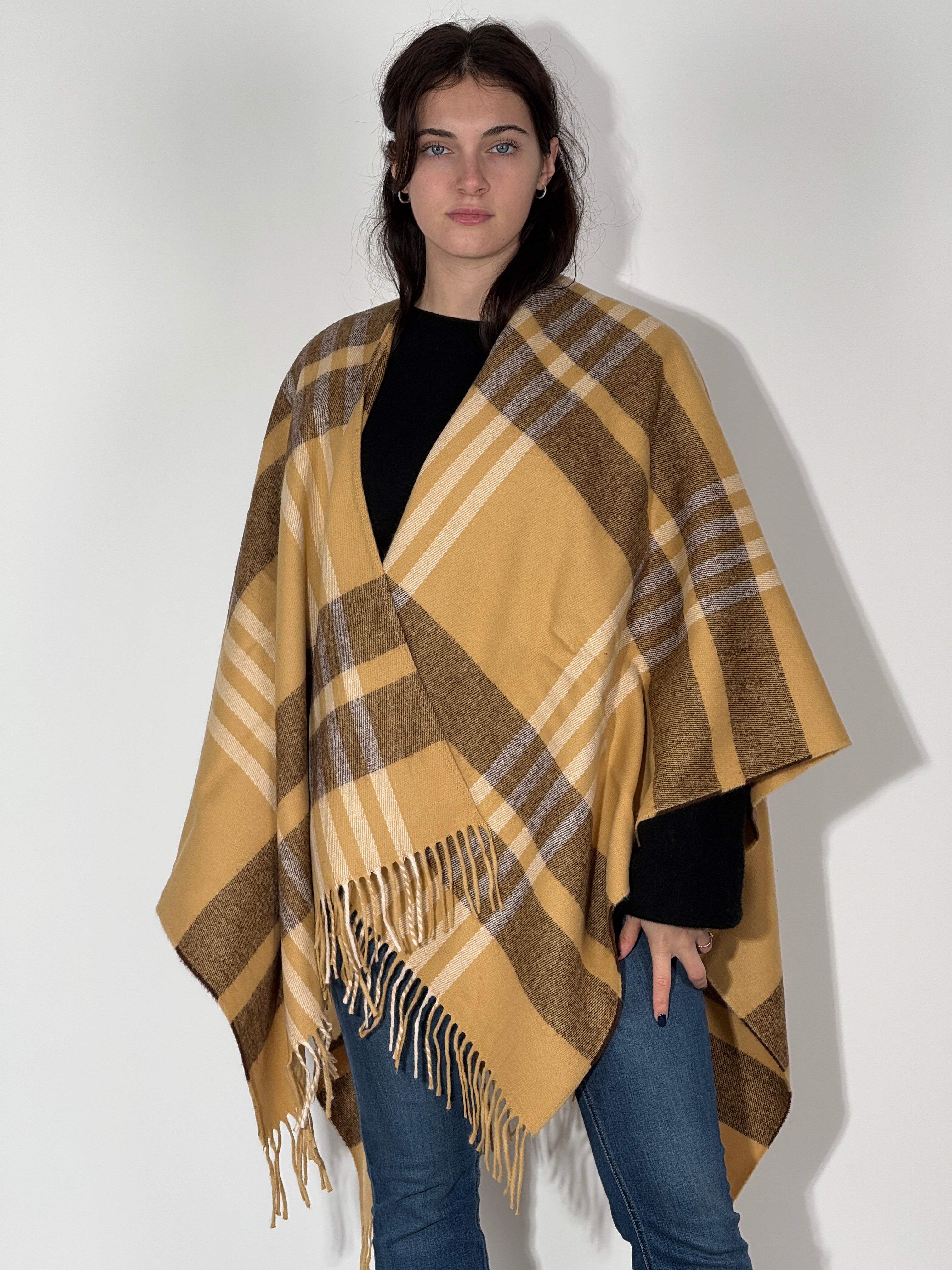 Poncho Righe 1017 Paglierino-Marrone