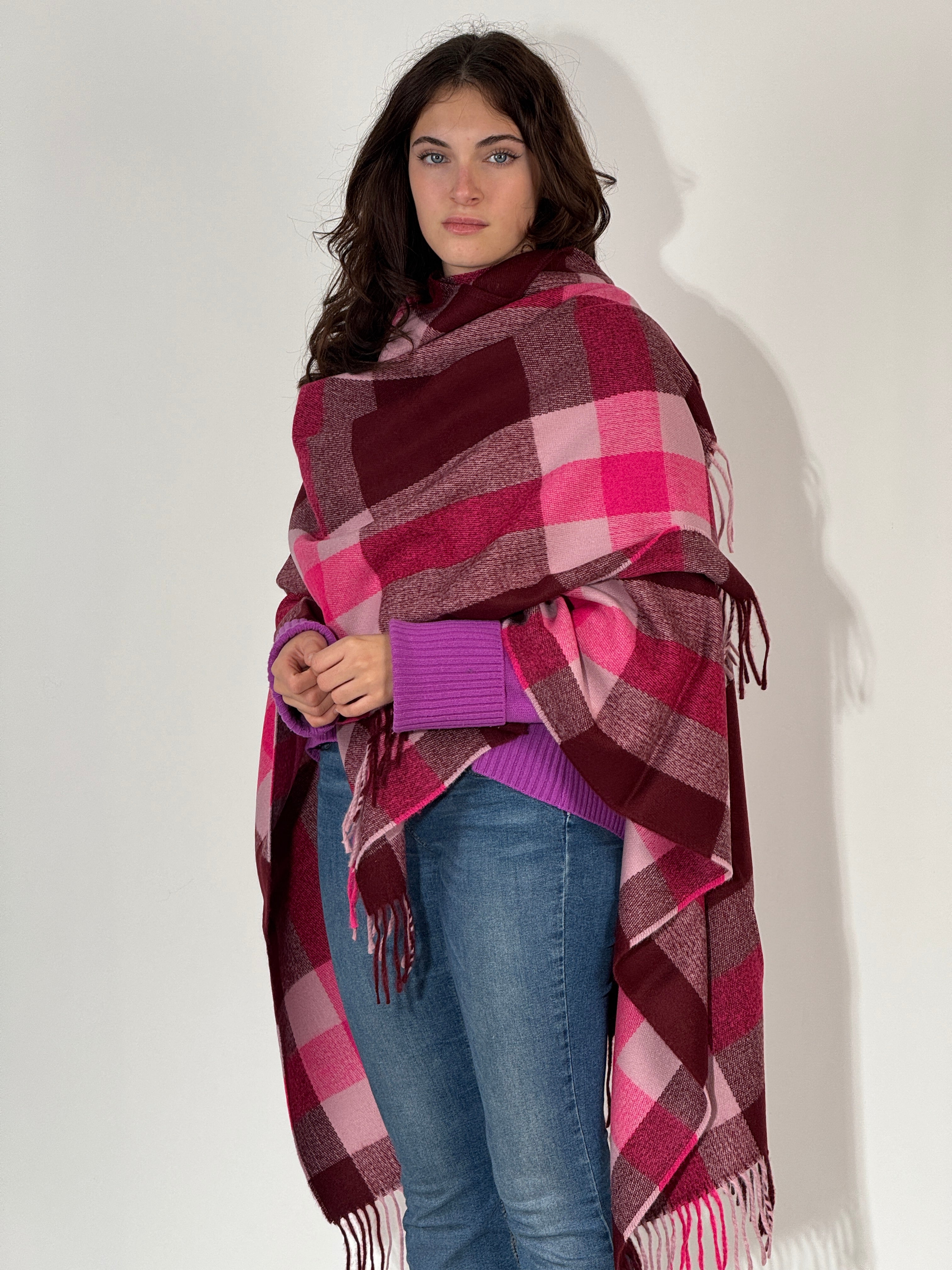 Poncho 996 Bordeaux - Orchidea - Fuxia Melange