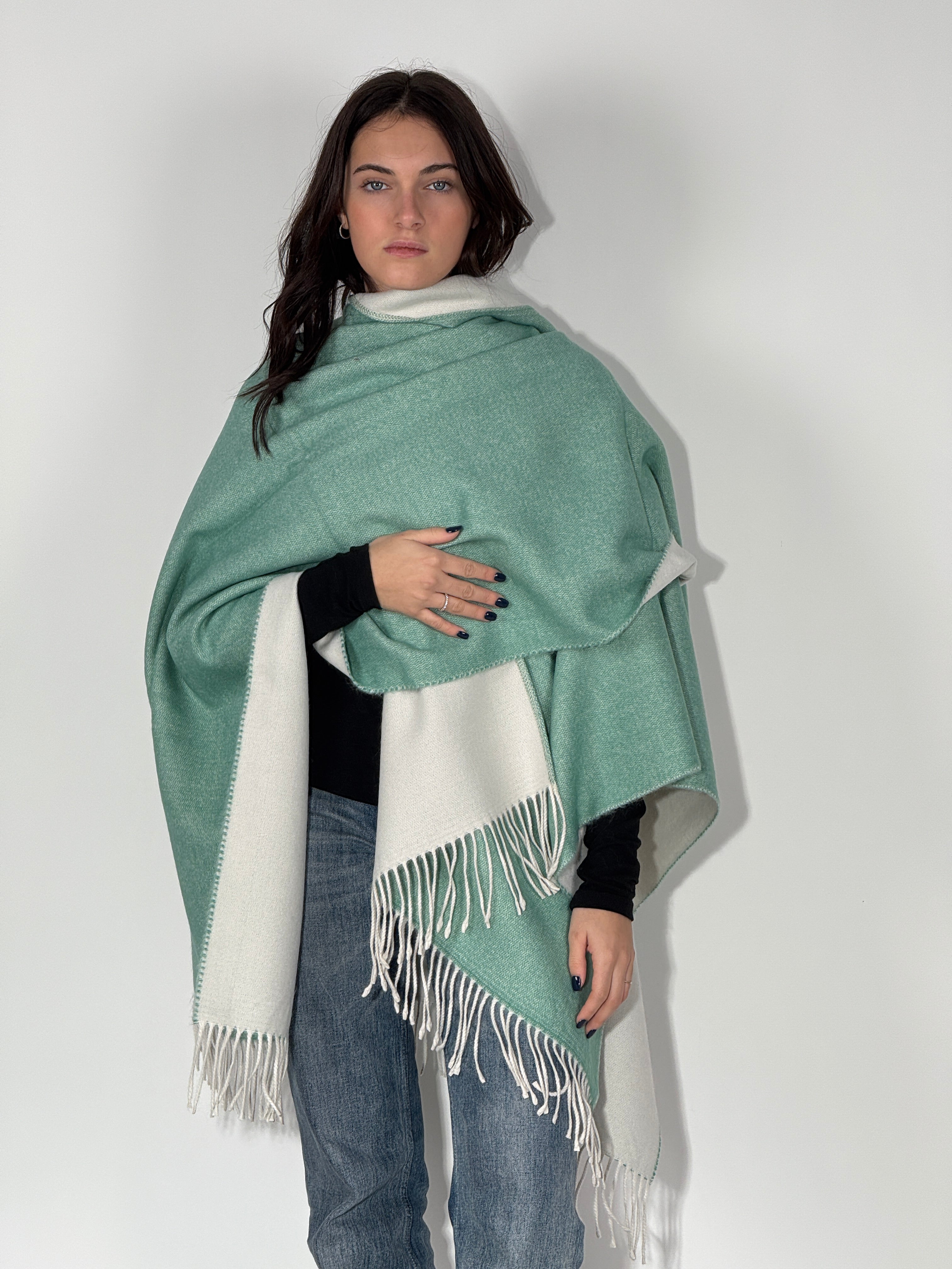 Poncho Doubleface 960 Salvia Ghiaccio