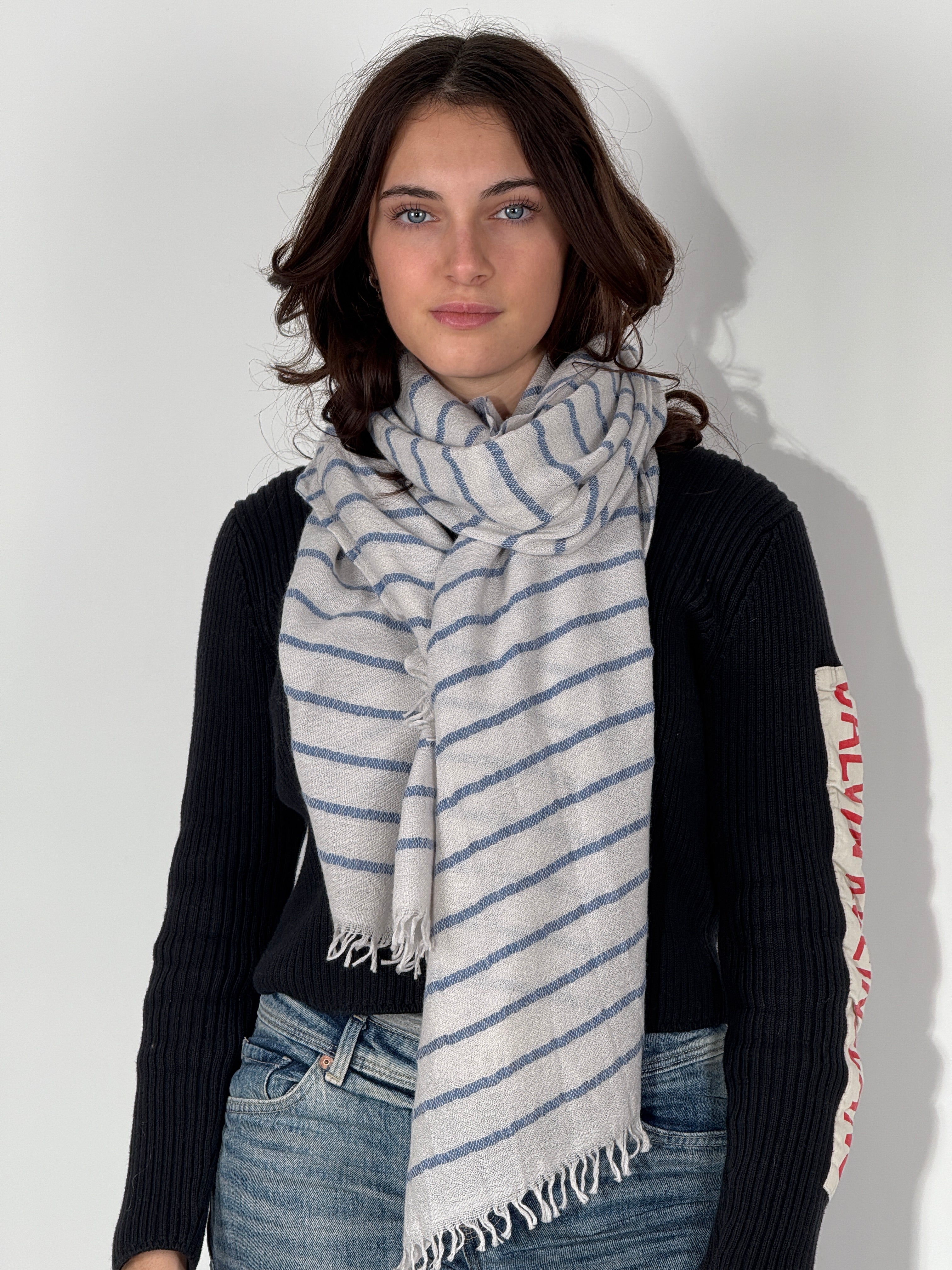 Stola 100% Cashmere Barrè - Ghiaccio Bluette