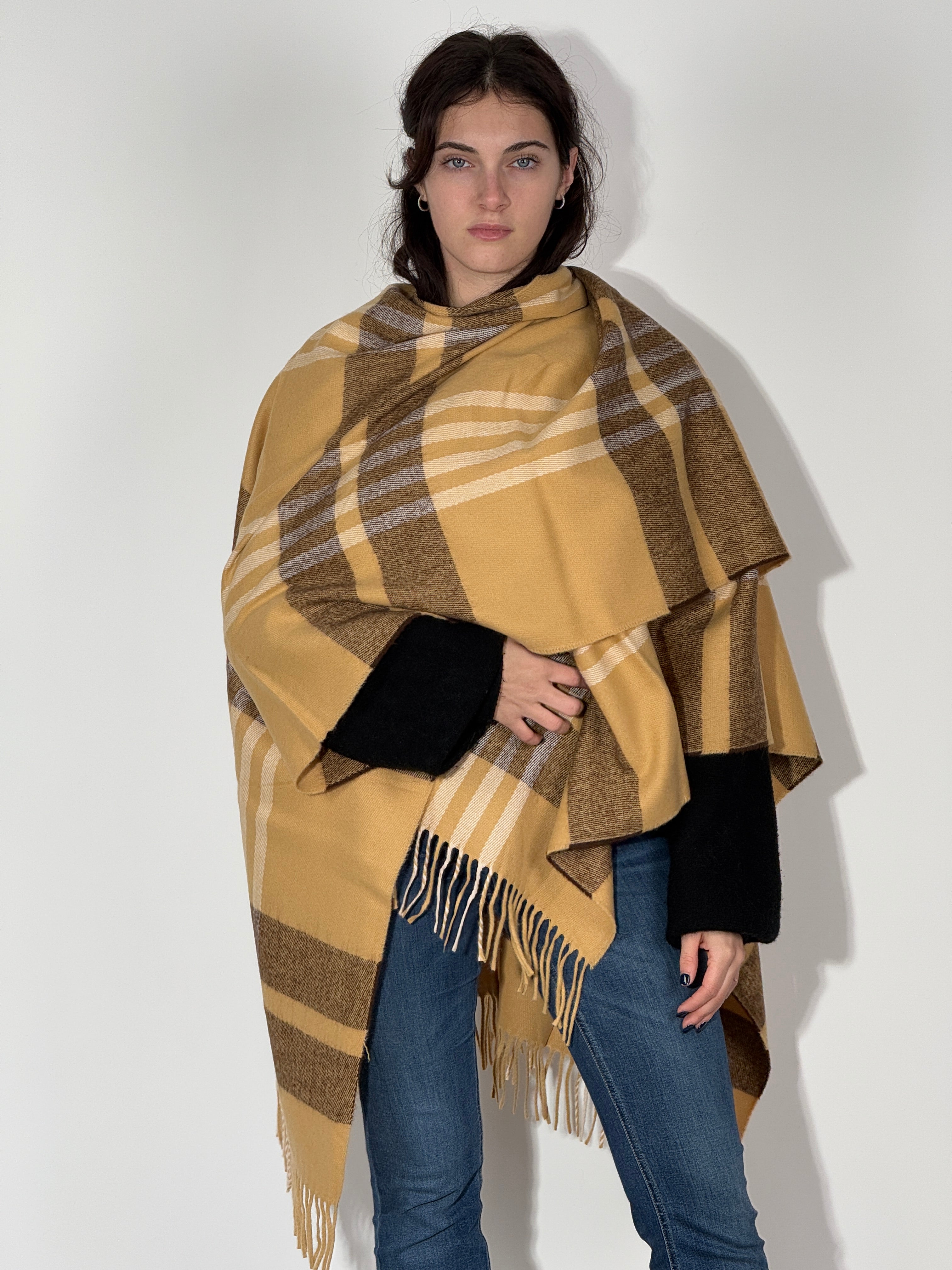 Poncho Righe 1017 Paglierino-Marrone