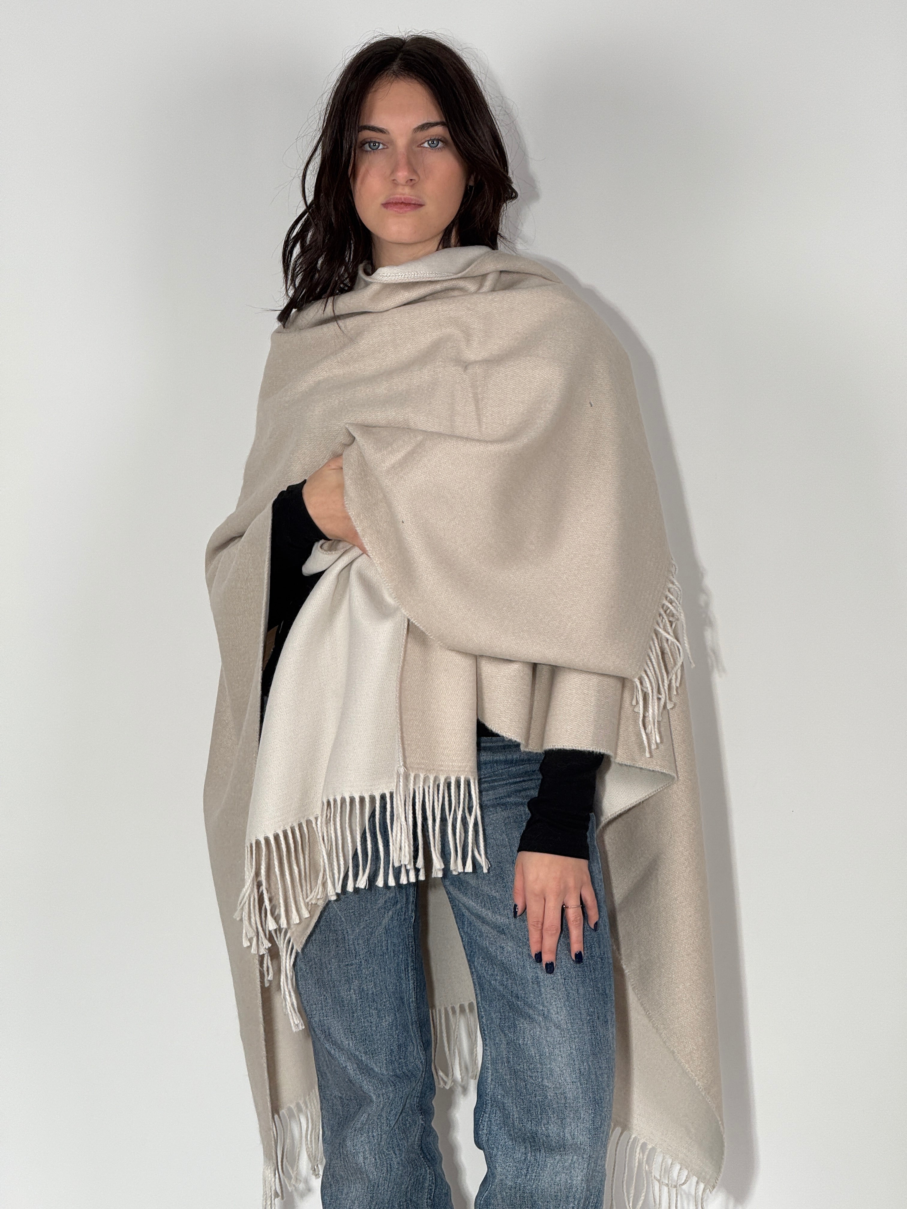 Poncho Double Face 960 Beige-Chiaro