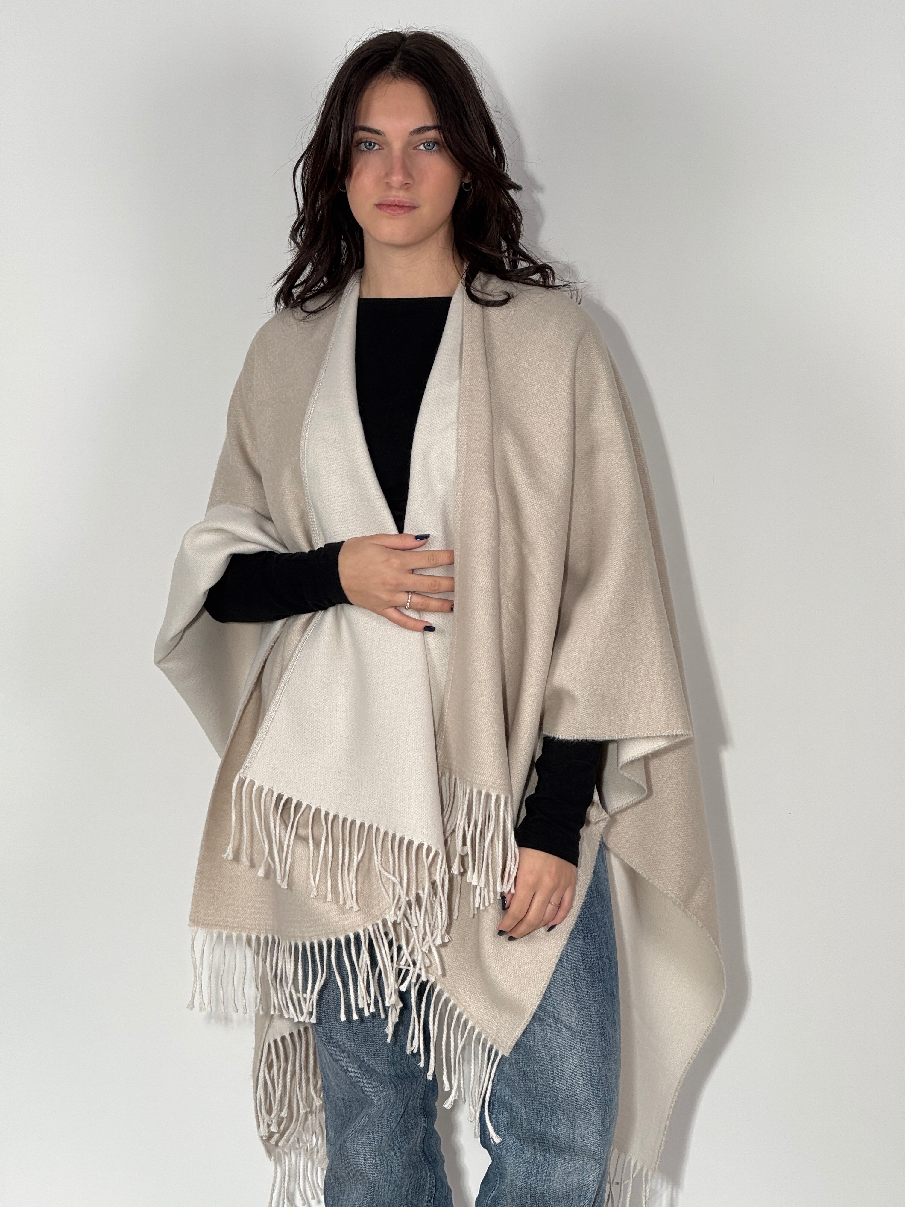 Poncho Double Face 960 Beige-Chiaro