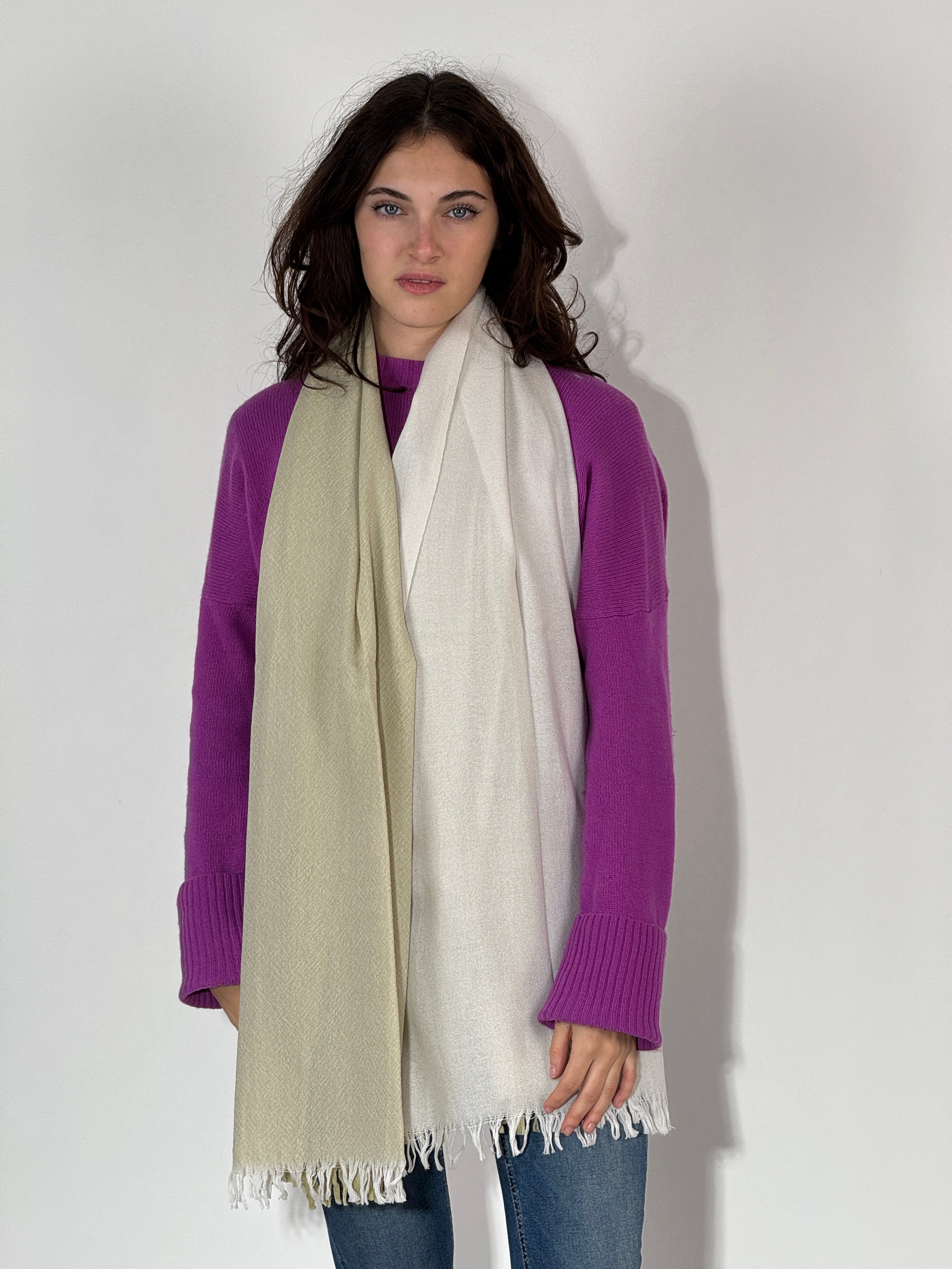 Stola 100% Cashmere Verdino - Ghiaccio